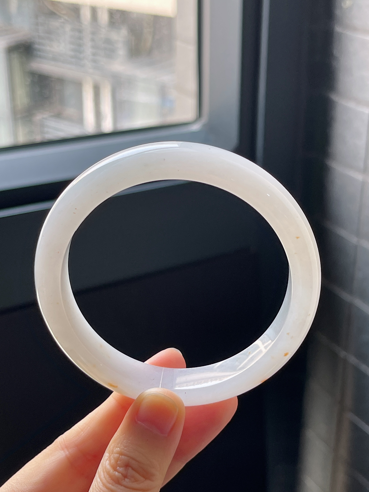 正圈61.5圈口，翡翠冰糯种细腻桂花糕手镯