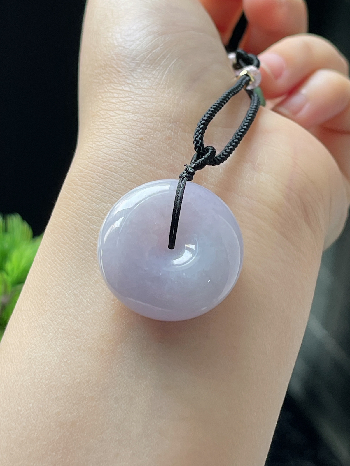 翡翠糯化种淡紫色平安扣