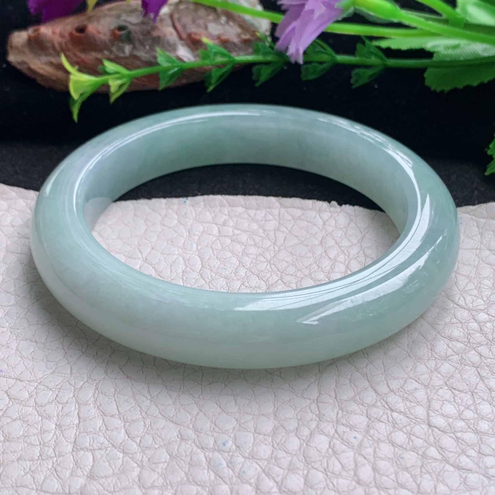 nr实拍57.5*11.6*9.6平安镯 天然缅甸翡翠a货手镯浅绿厚装正圈玉镯子