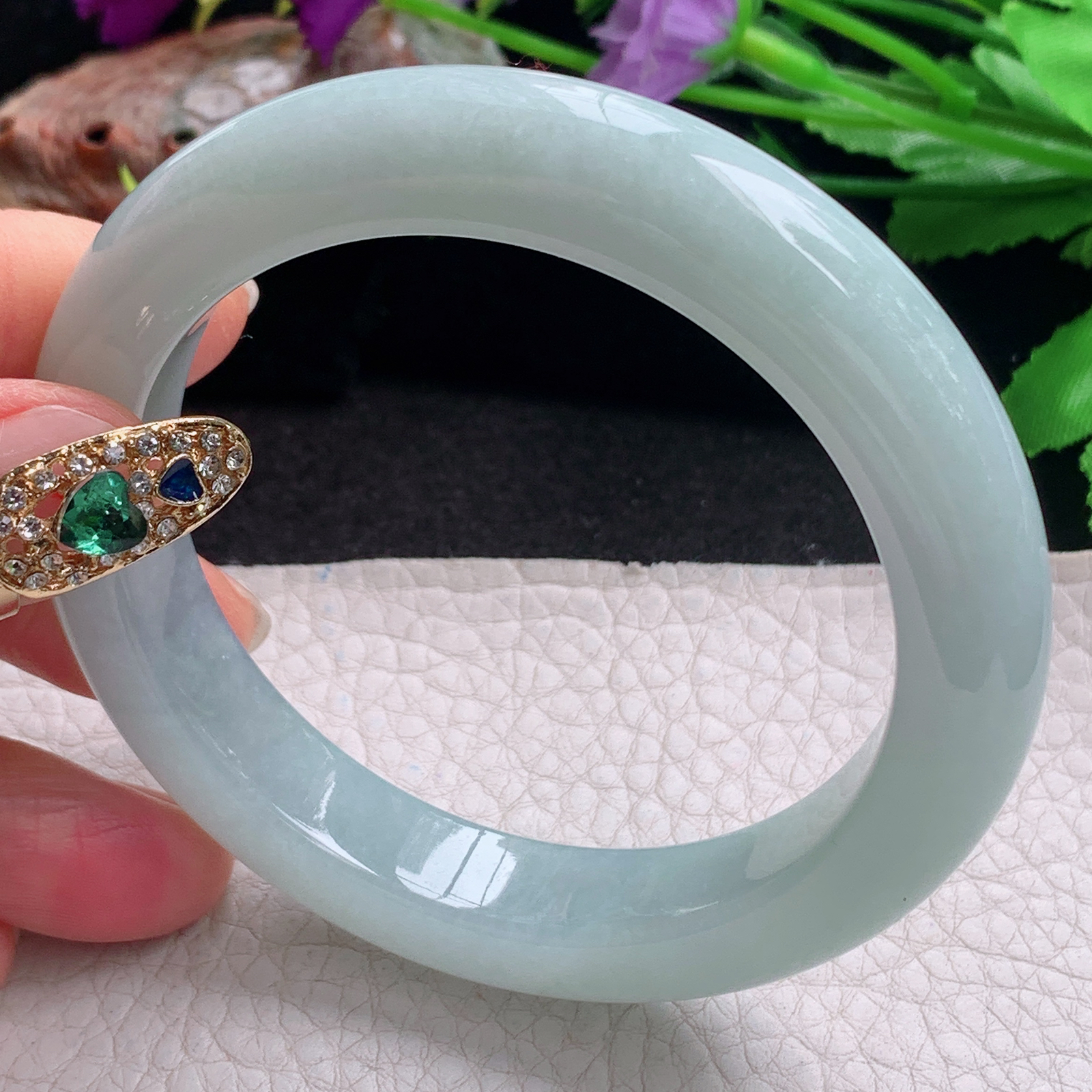 nr实拍57.5*11.6*9.6平安镯 天然缅甸翡翠a货手镯浅绿厚装正圈玉镯子