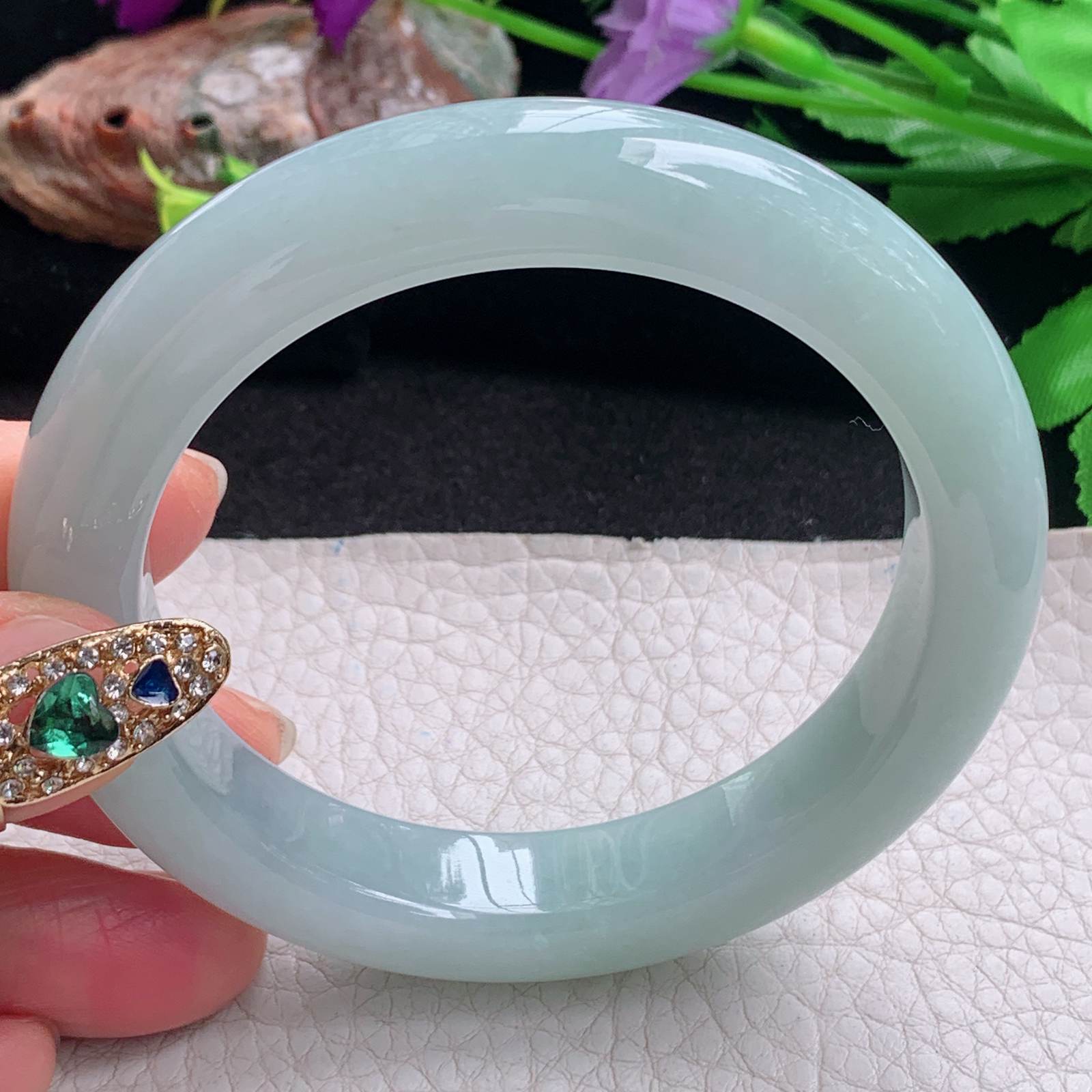 nr实拍57.5*11.6*9.6平安镯 天然缅甸翡翠a货手镯浅绿厚装正圈玉镯子