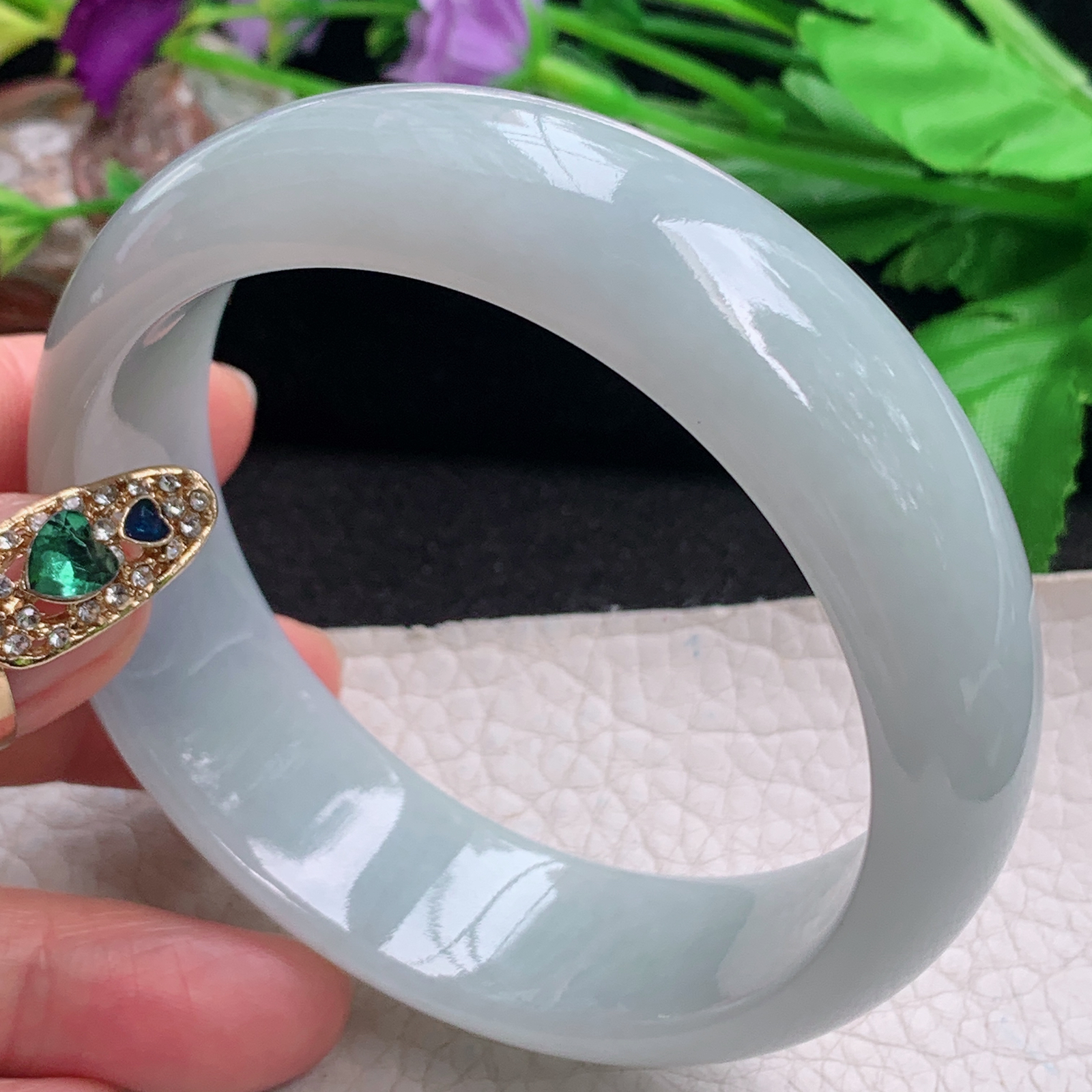 js大气款59*18.6*8轮胎镯 天然缅甸翡翠a货手镯白月光大气正圈玉镯子