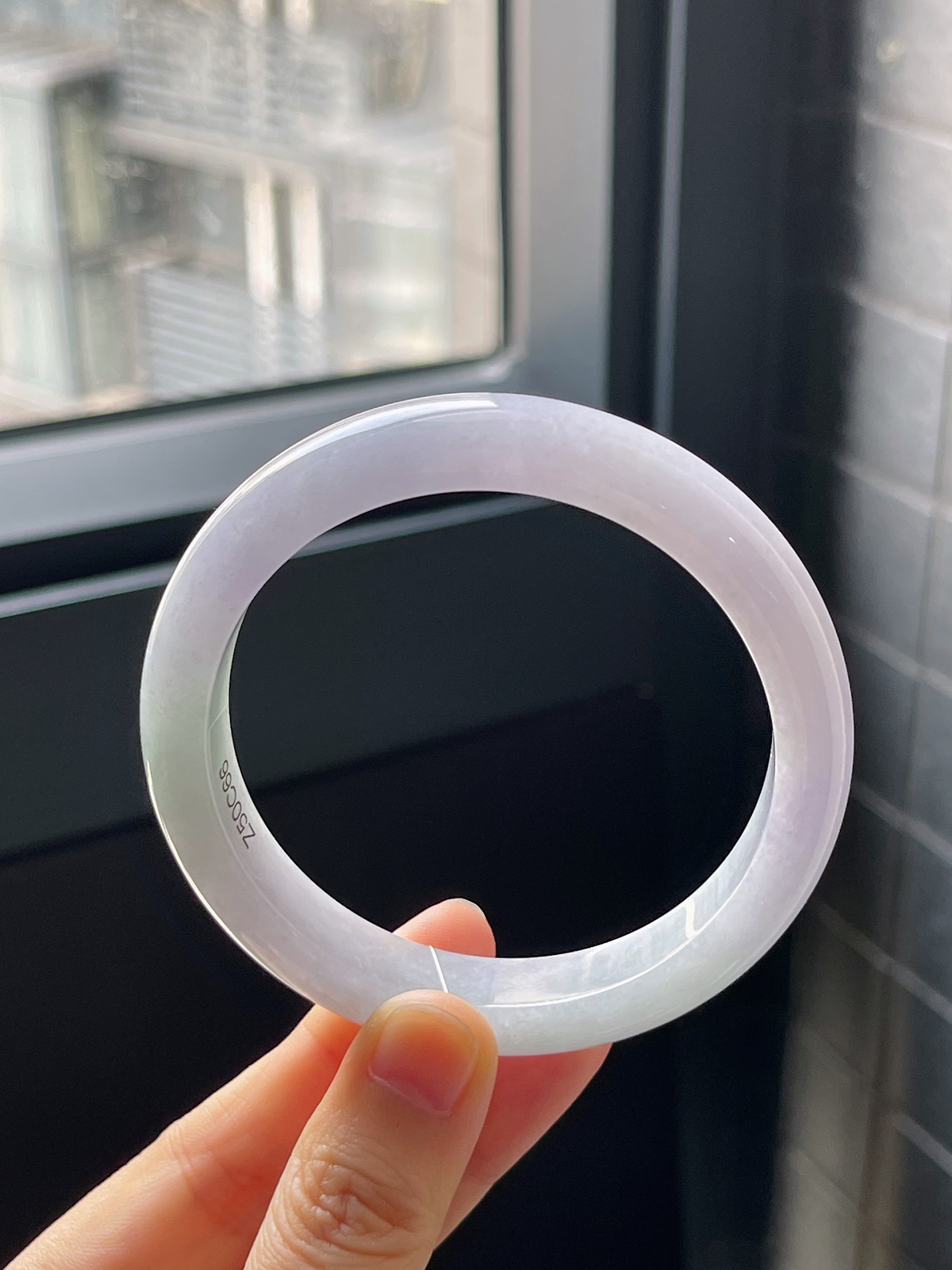 正圈58.8圈口，翡翠糯化种春带彩手镯