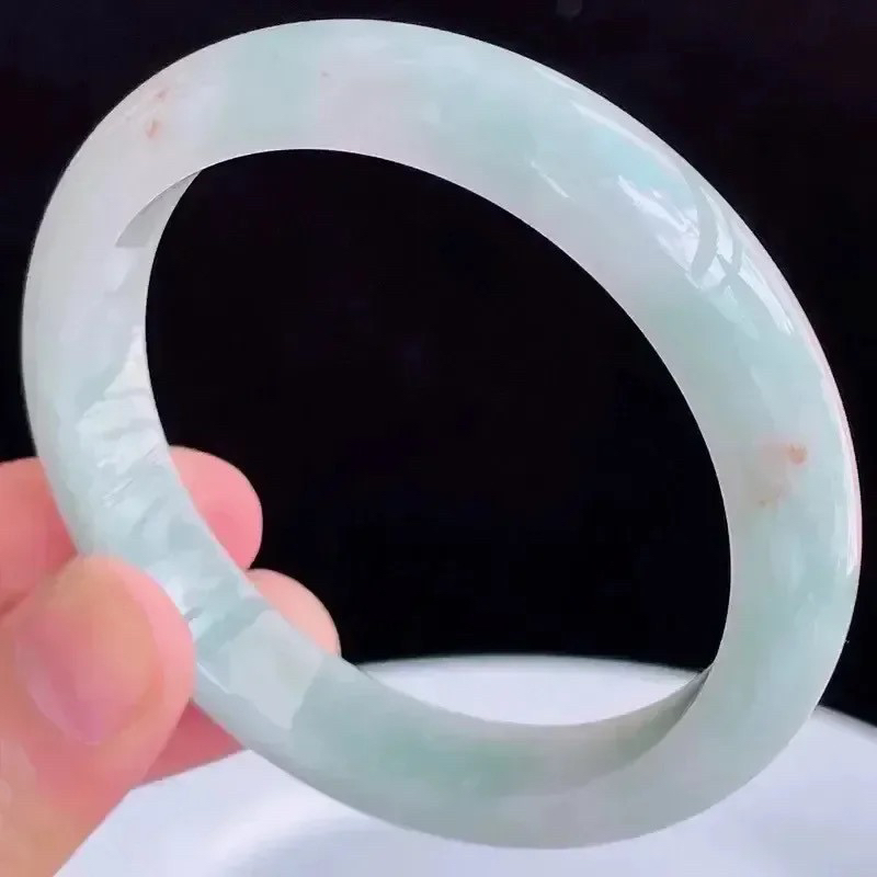 57圈好种水玉石天然翡翠A货水润有种有色飘绿手镯50.07g