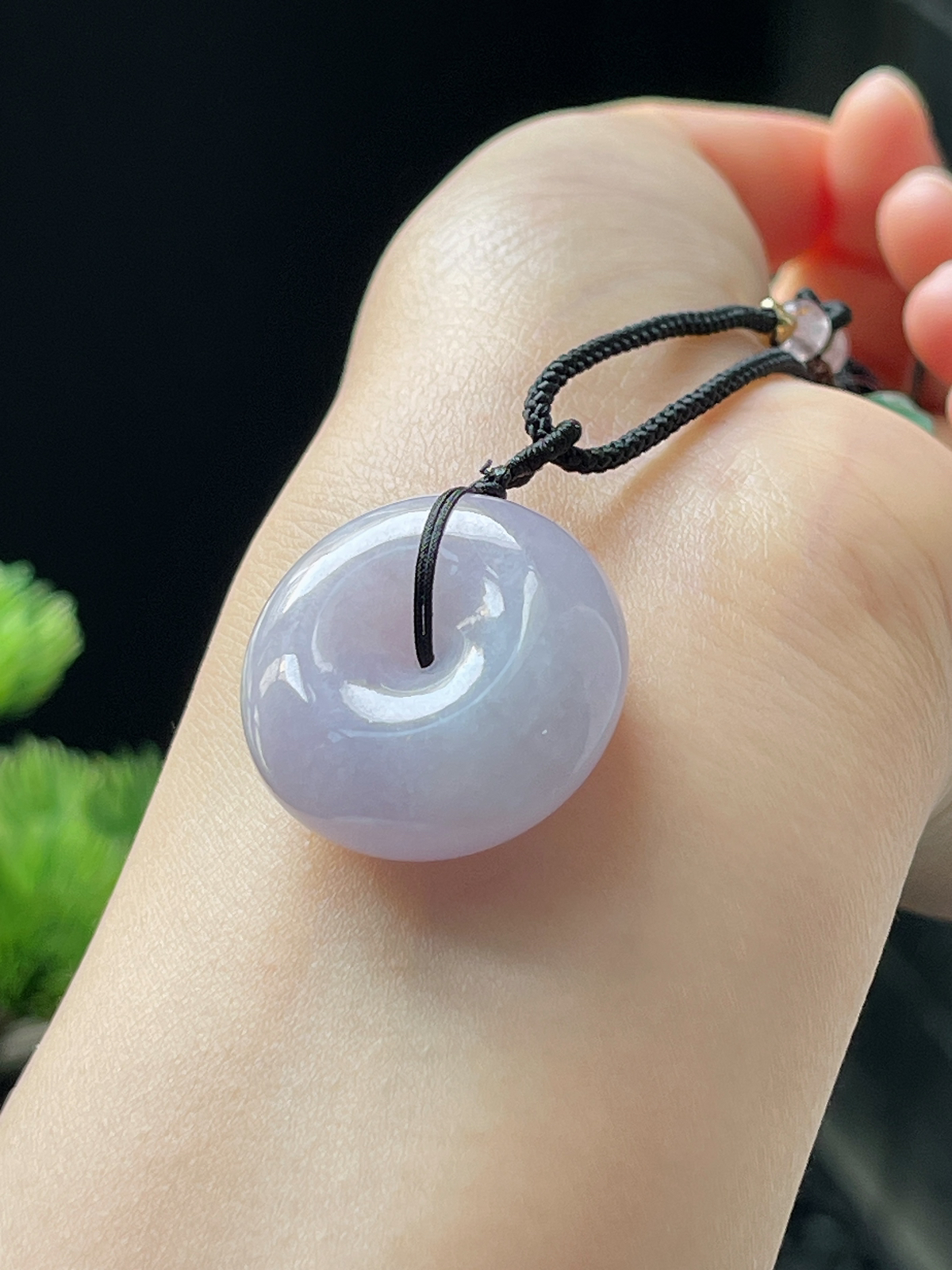 翡翠糯化种淡紫色平安扣