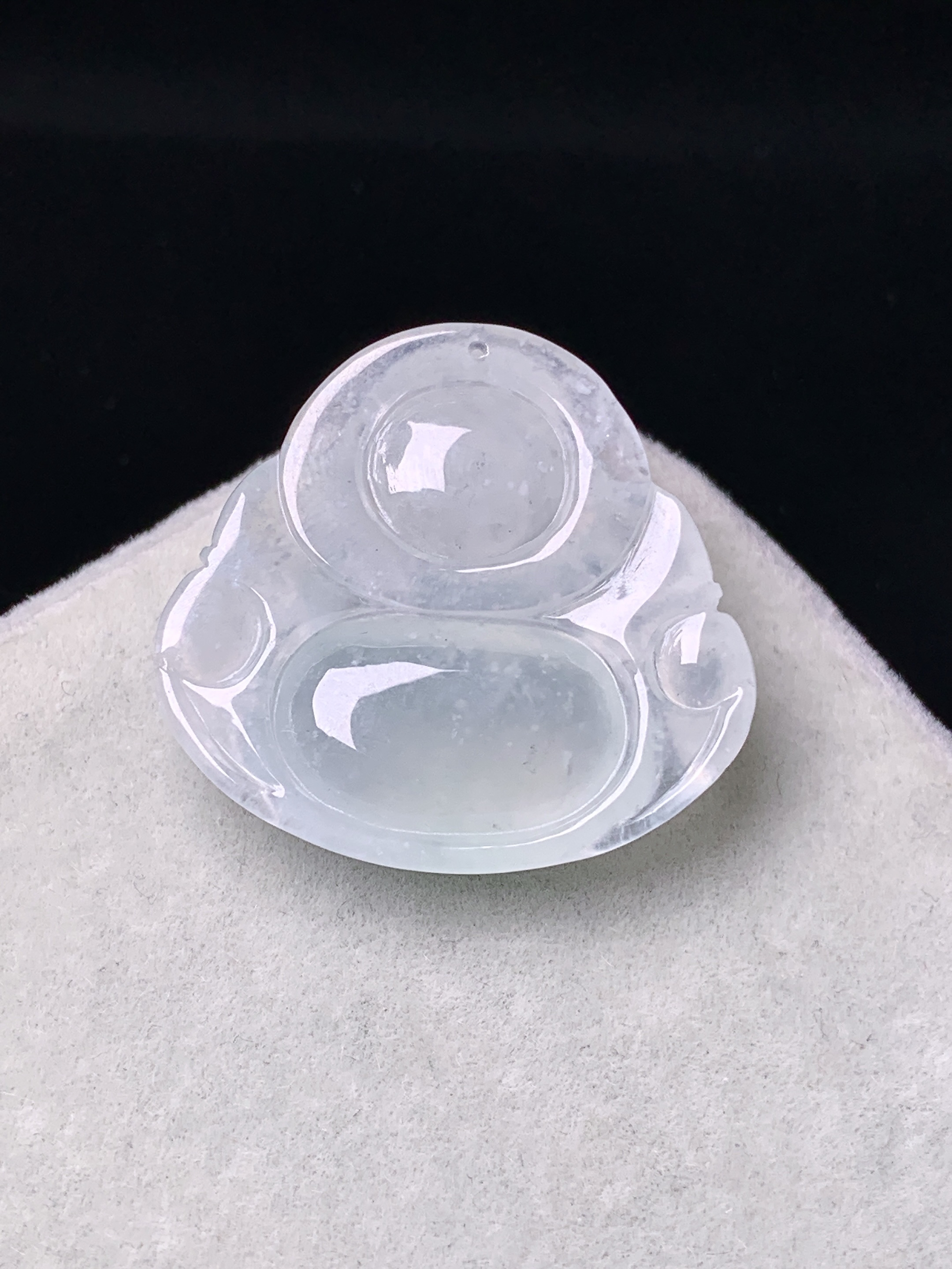 冰种佛公吊坠 玉质细腻 色泽艳丽清新 水润亮眼 整体尺寸24.2*25.5*6.2yz