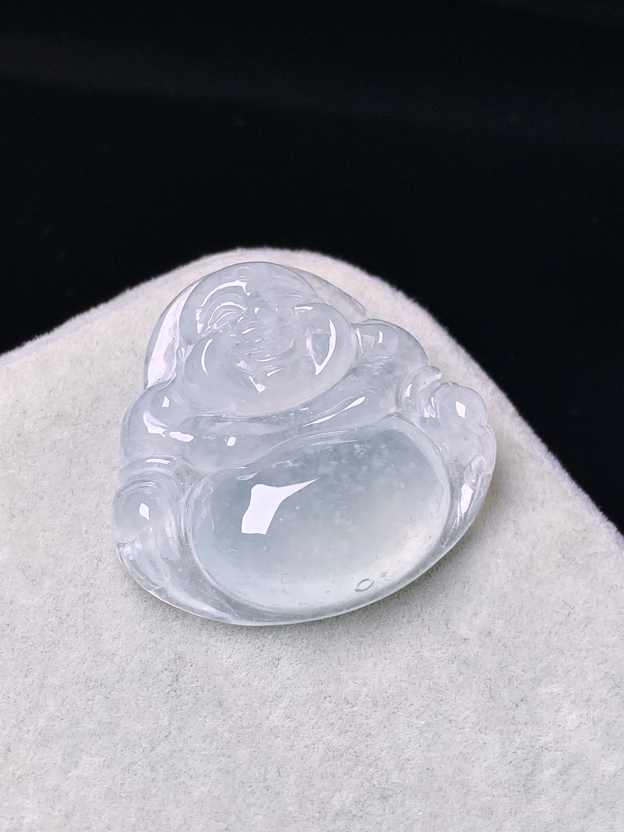 冰种佛公吊坠 玉质细腻 色泽艳丽清新 水润亮眼 整体尺寸24.2*25.5*6.2yz