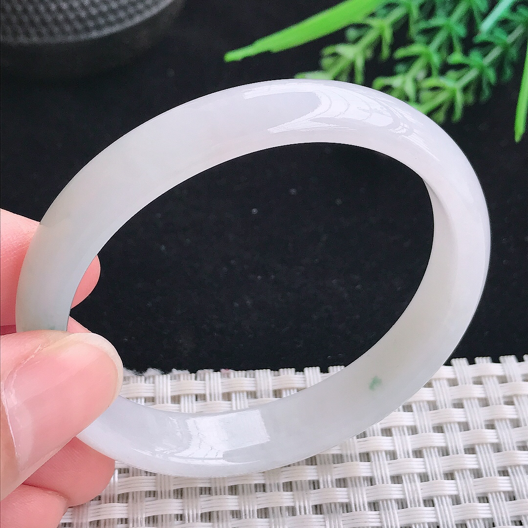 实拍A货翡翠54/49/11.5/6.3老坑冰润飘花贵妃手镯宽边玉镯平安镯美人镯