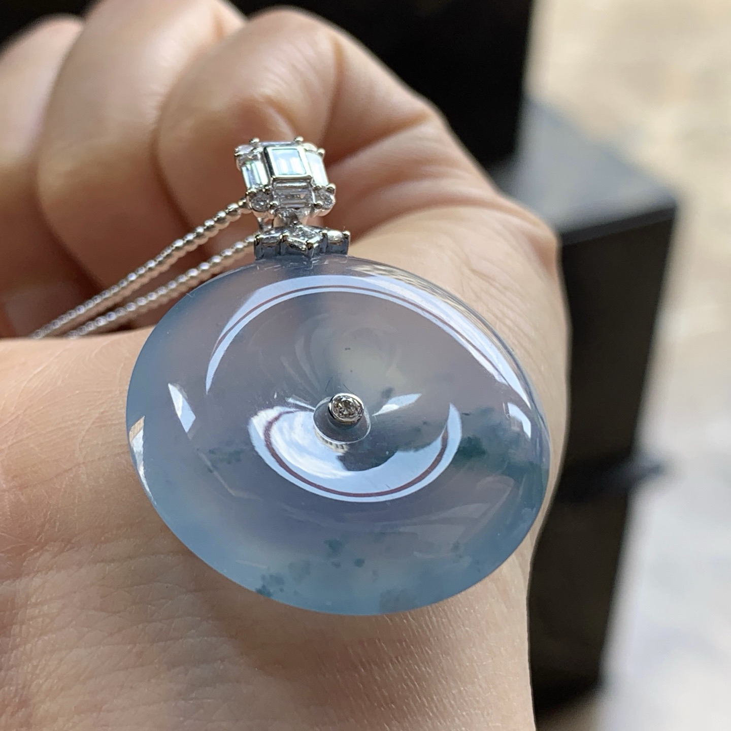 金钻镶嵌冰紫平安扣^_^鲜艳