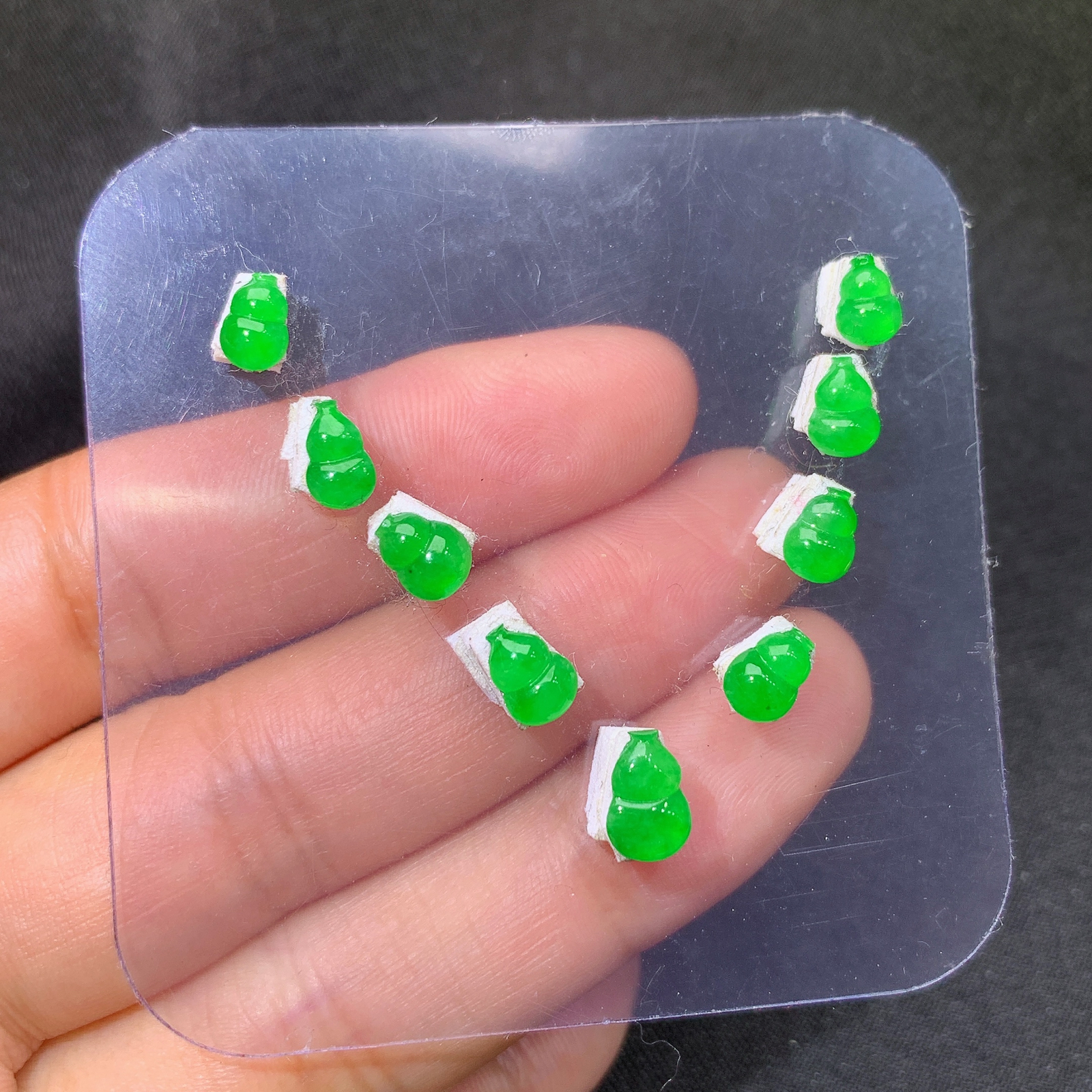 冰阳绿葫芦一手，镶嵌佳品，冰润色阳，种水足，Jm 尺寸7*4.5*2