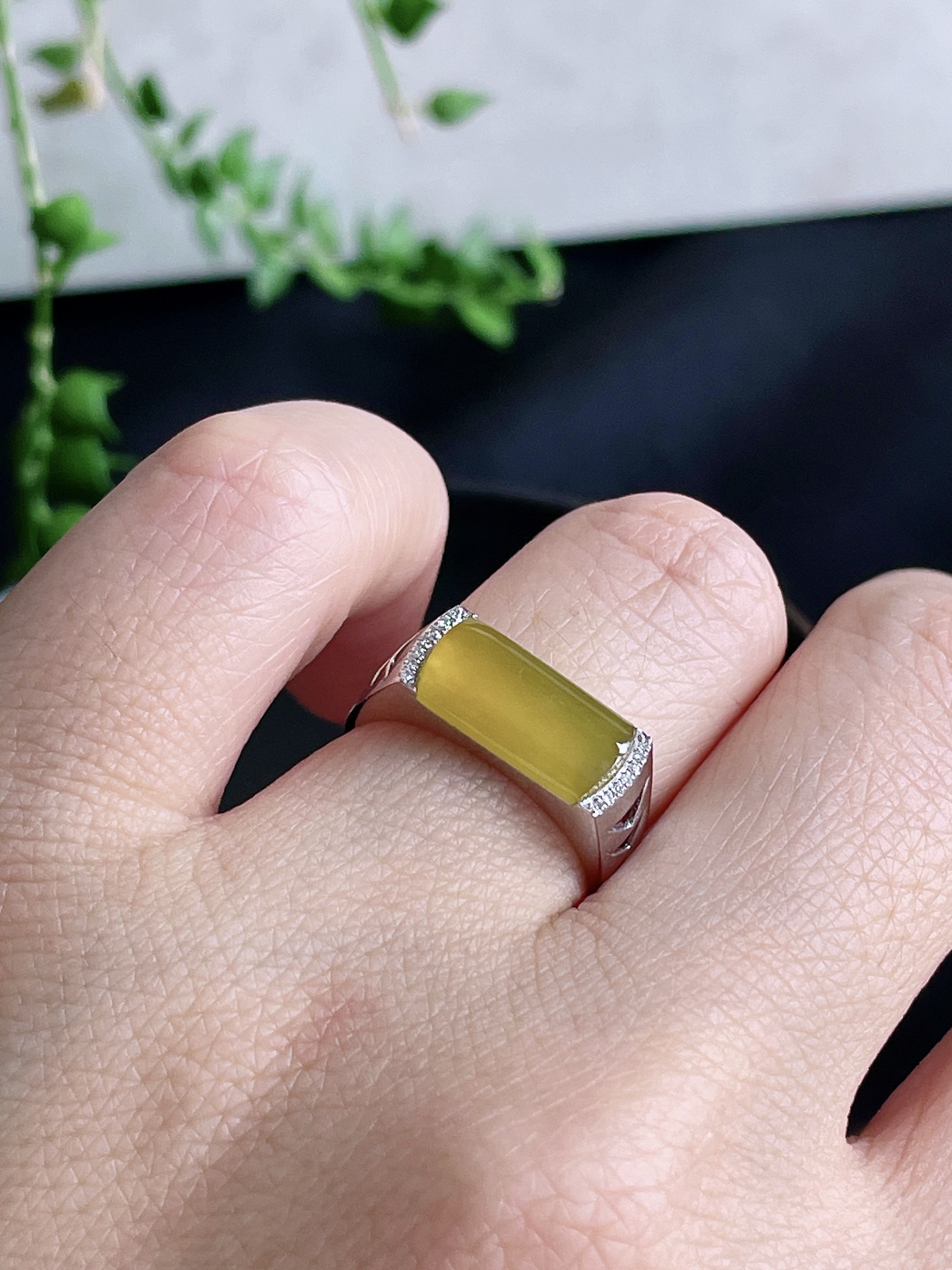 【镶嵌】冰黄翡马鞍戒指
【说明】缅料 18k金镶嵌 完美 性价比高  
【裸石】12.6-6.5-1.7
【圈口】14号.