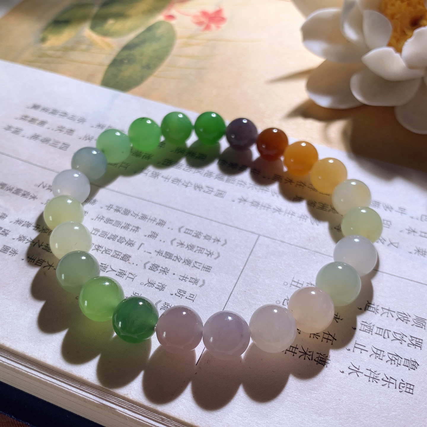 新疆和田玉多宝圆珠手串 单颗尺寸8！玉质细腻油润 底色纯净 脂粉好，品质好。lt260407