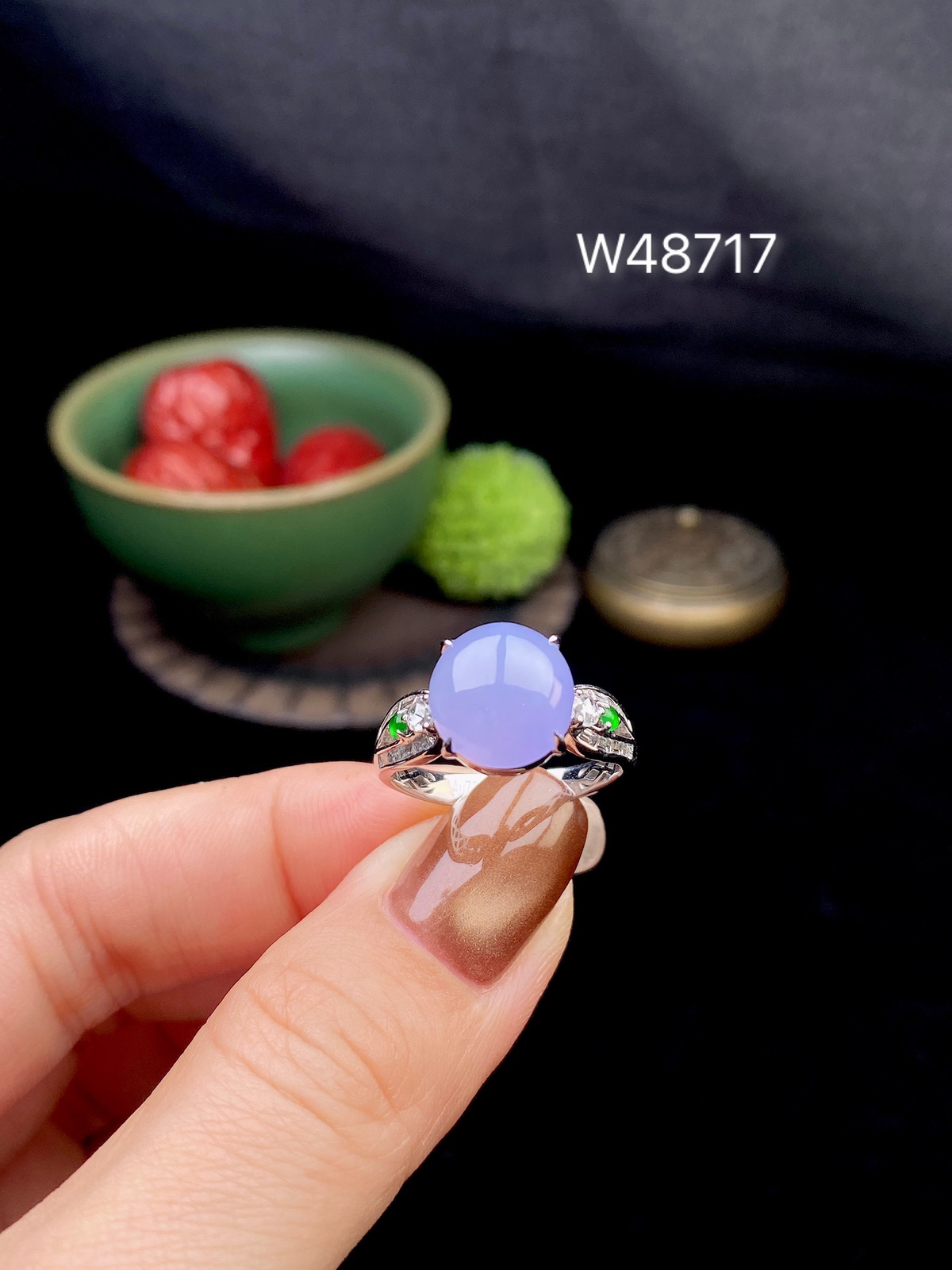 ️18k紫蛋面戒指 
裸石10.1-9.4-5
圈口14#可改