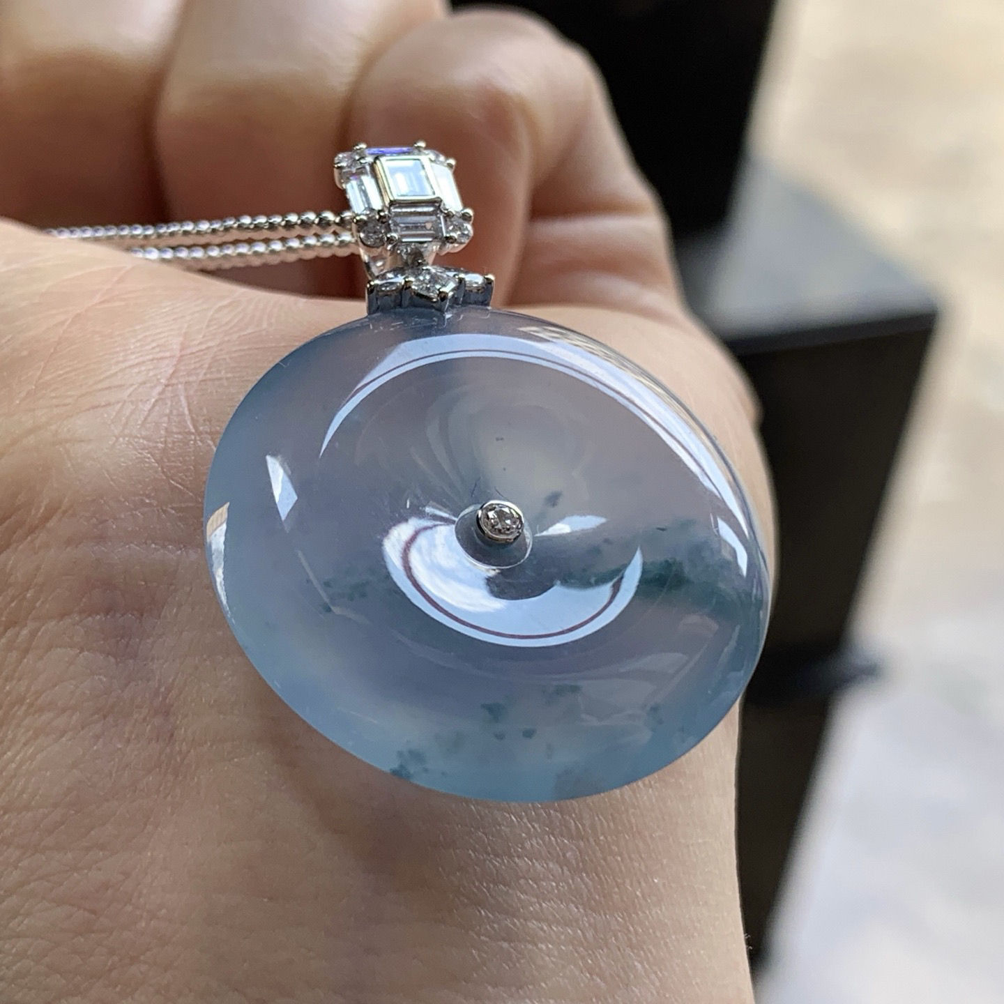 金钻镶嵌冰紫平安扣^_^鲜艳