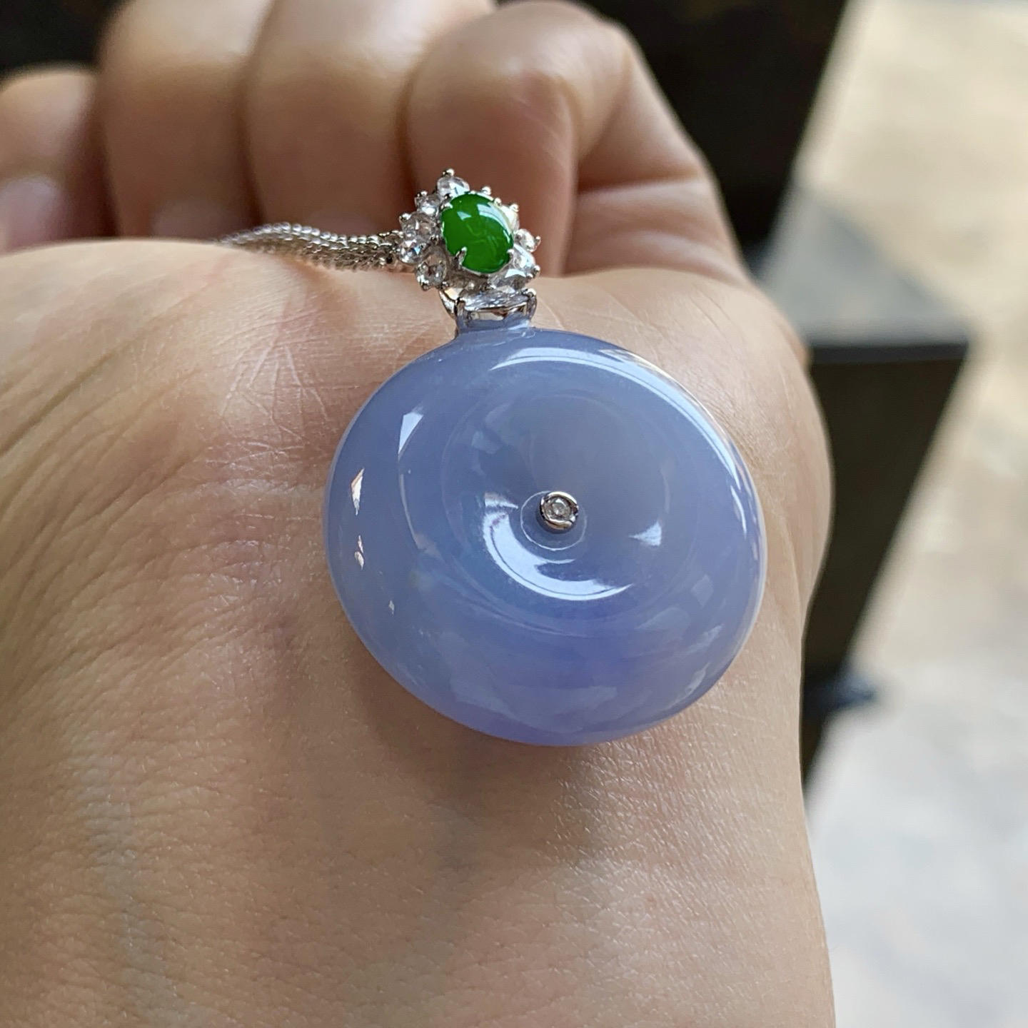 金镶嵌紫罗兰平安扣^_^颜色鲜艳