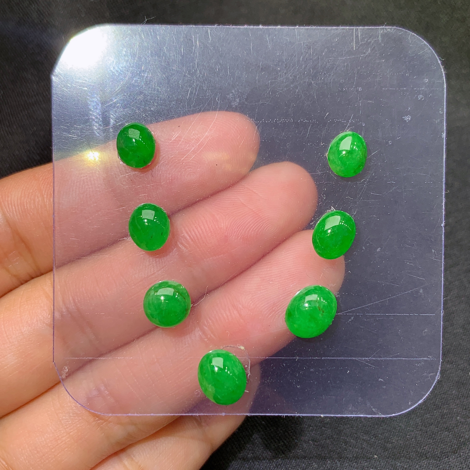 阳绿蛋面一手，镶嵌佳品，冰润色阳，种水足，Jm 尺寸7.3*6*3.5