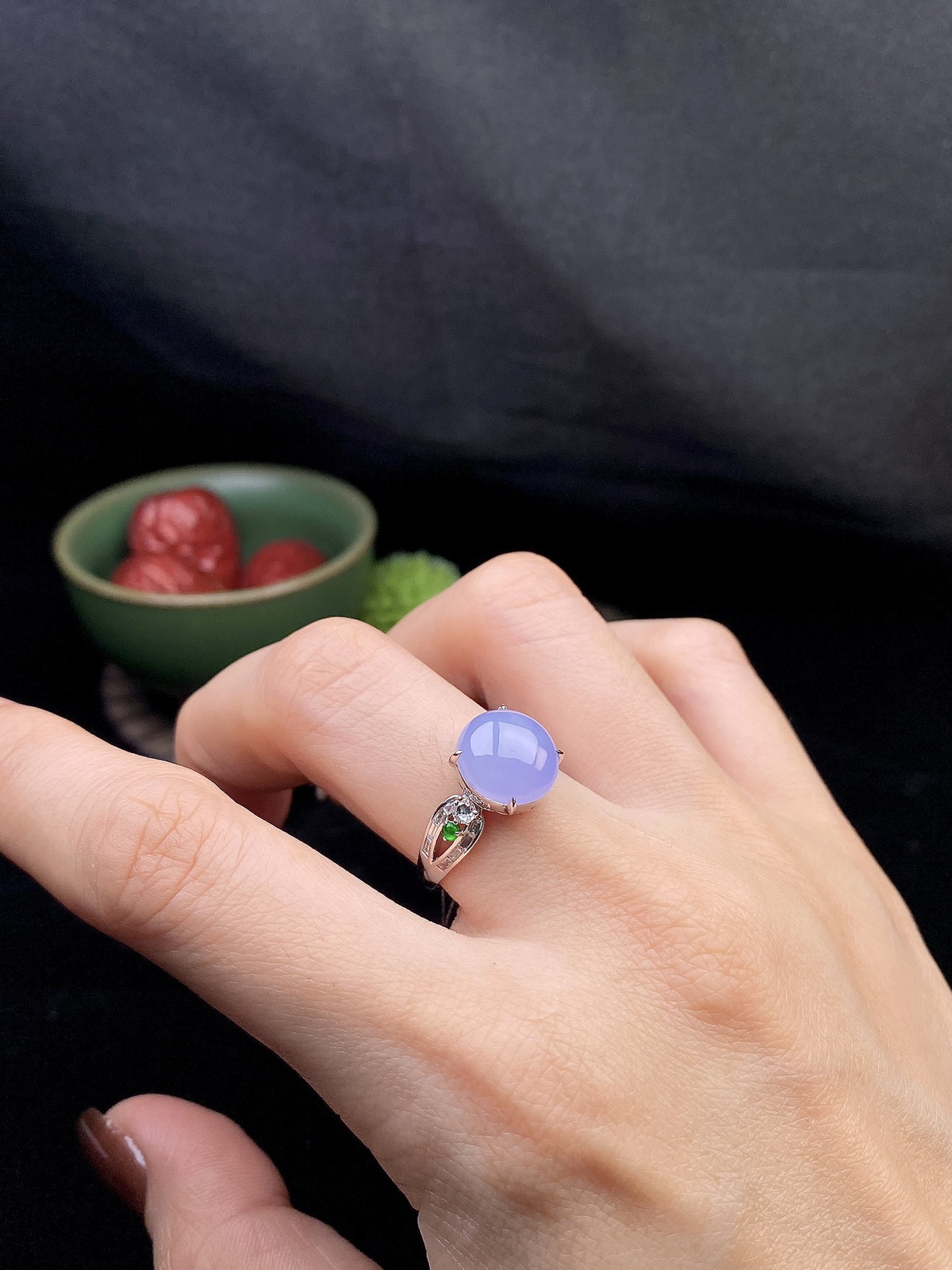 ️18k紫蛋面戒指 
裸石10.1-9.4-5
圈口14#可改