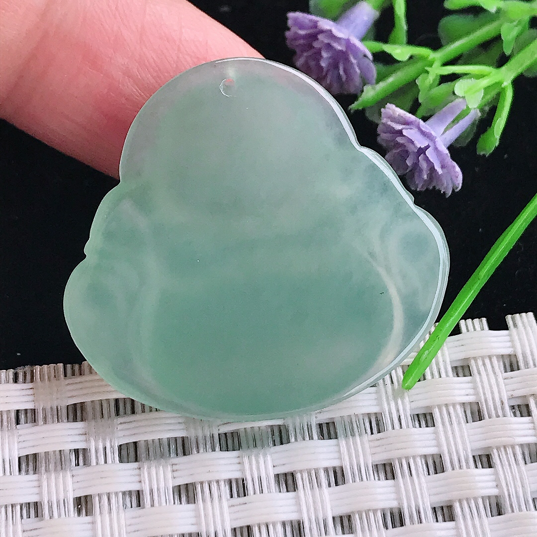 实拍A货翡翠30/32/5.6老坑冰胶水灵冰晴佛公吊坠翡翠玉牌挂件