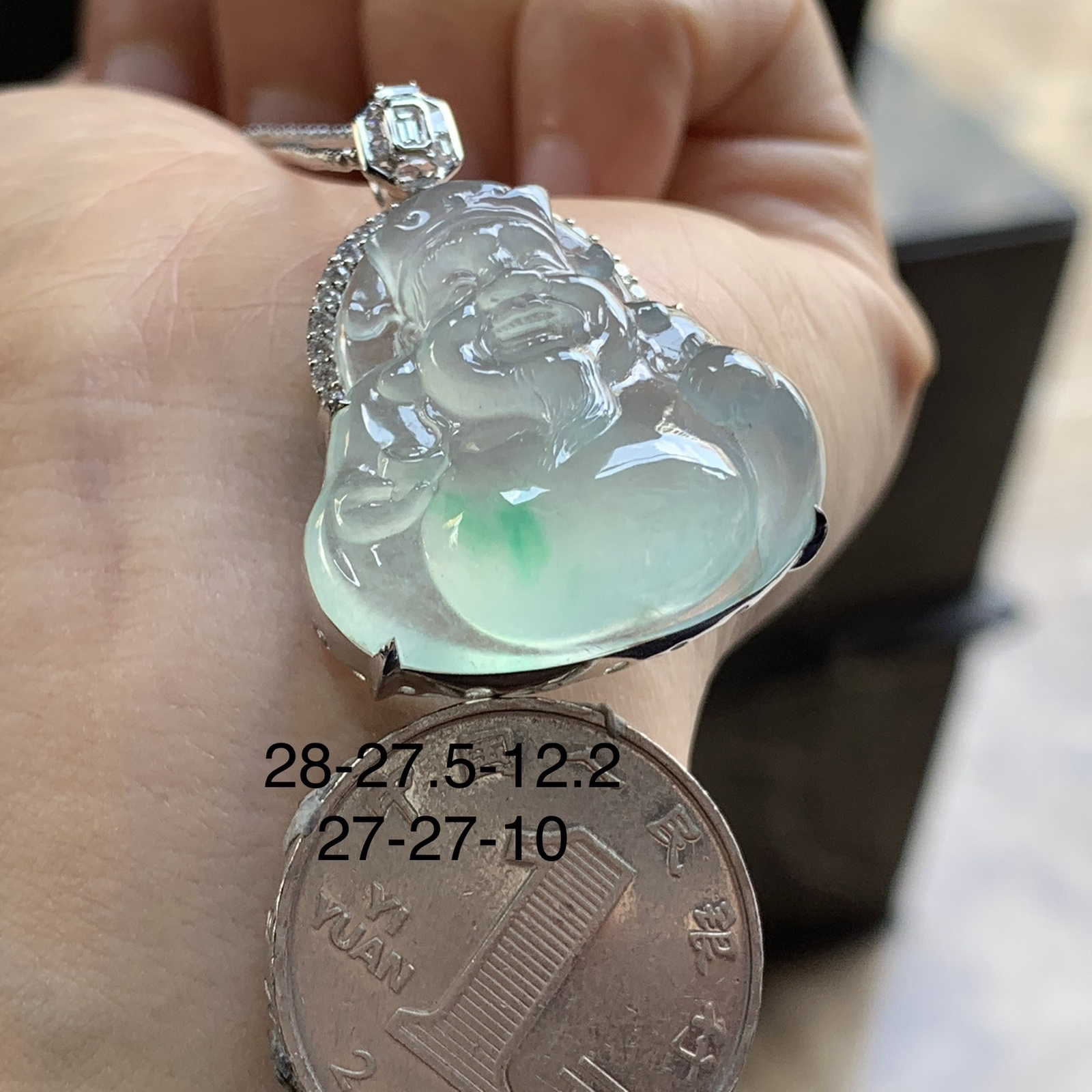 金钻镶嵌冰晴飘绿财神^_^冰透