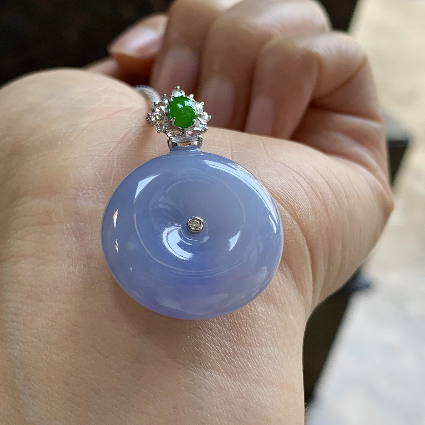 金镶嵌紫罗兰平安扣^_^颜色鲜艳