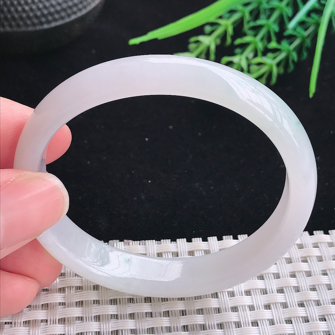 实拍A货翡翠54/49/11.5/6.3老坑冰润飘花贵妃手镯宽边玉镯平安镯美人镯