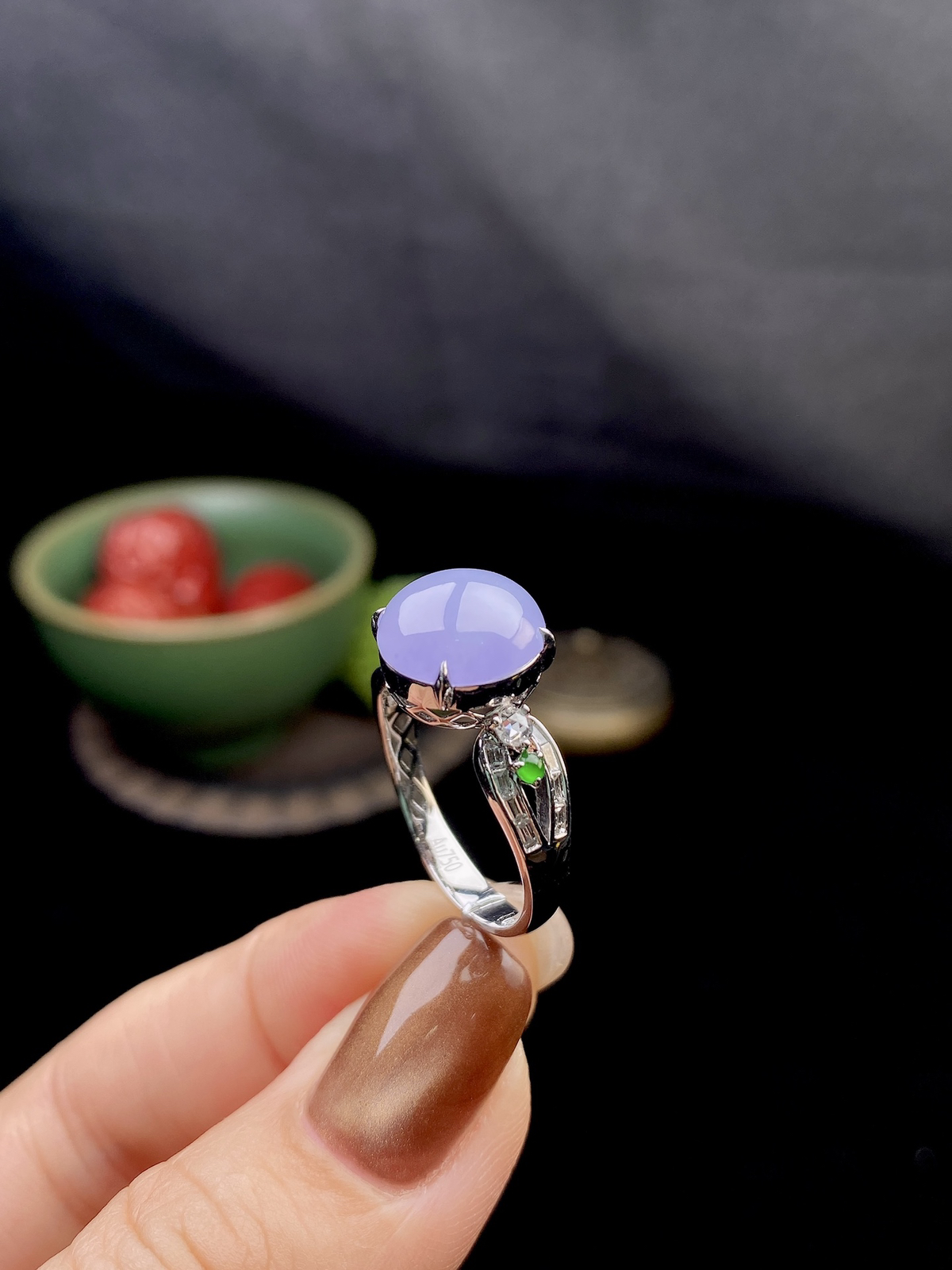 ️18k紫蛋面戒指 
裸石10.1-9.4-5
圈口14#可改