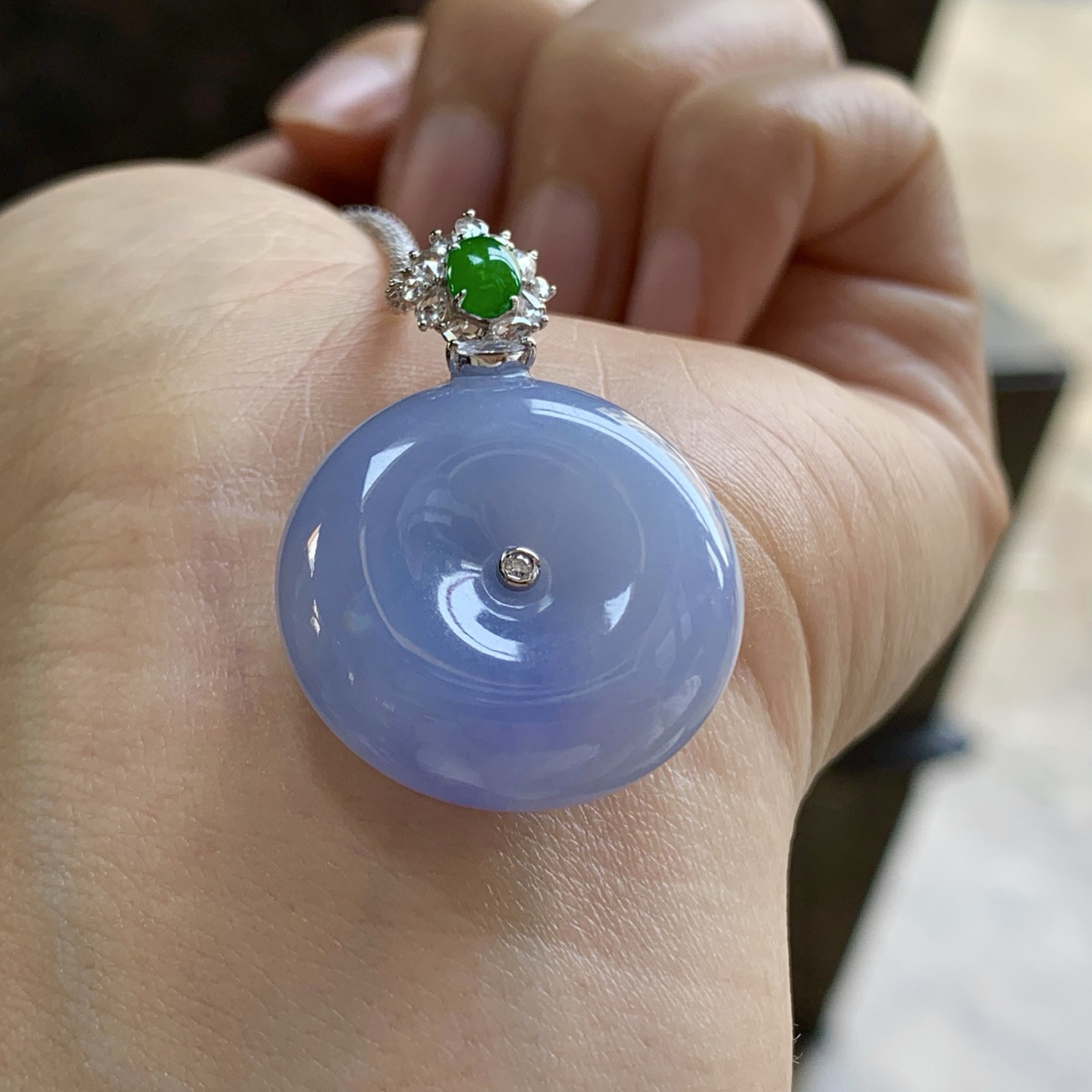 金镶嵌紫罗兰平安扣^_^颜色鲜艳