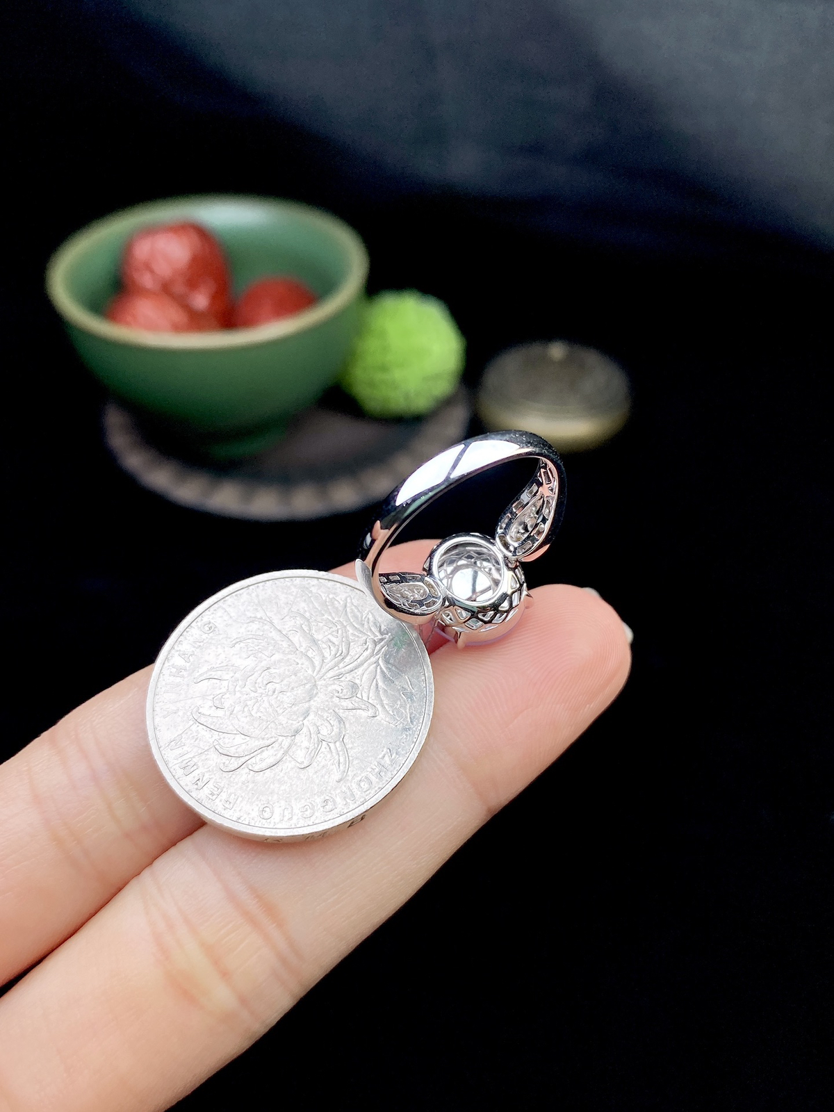 ️18k紫蛋面戒指 
裸石10.1-9.4-5
圈口14#可改