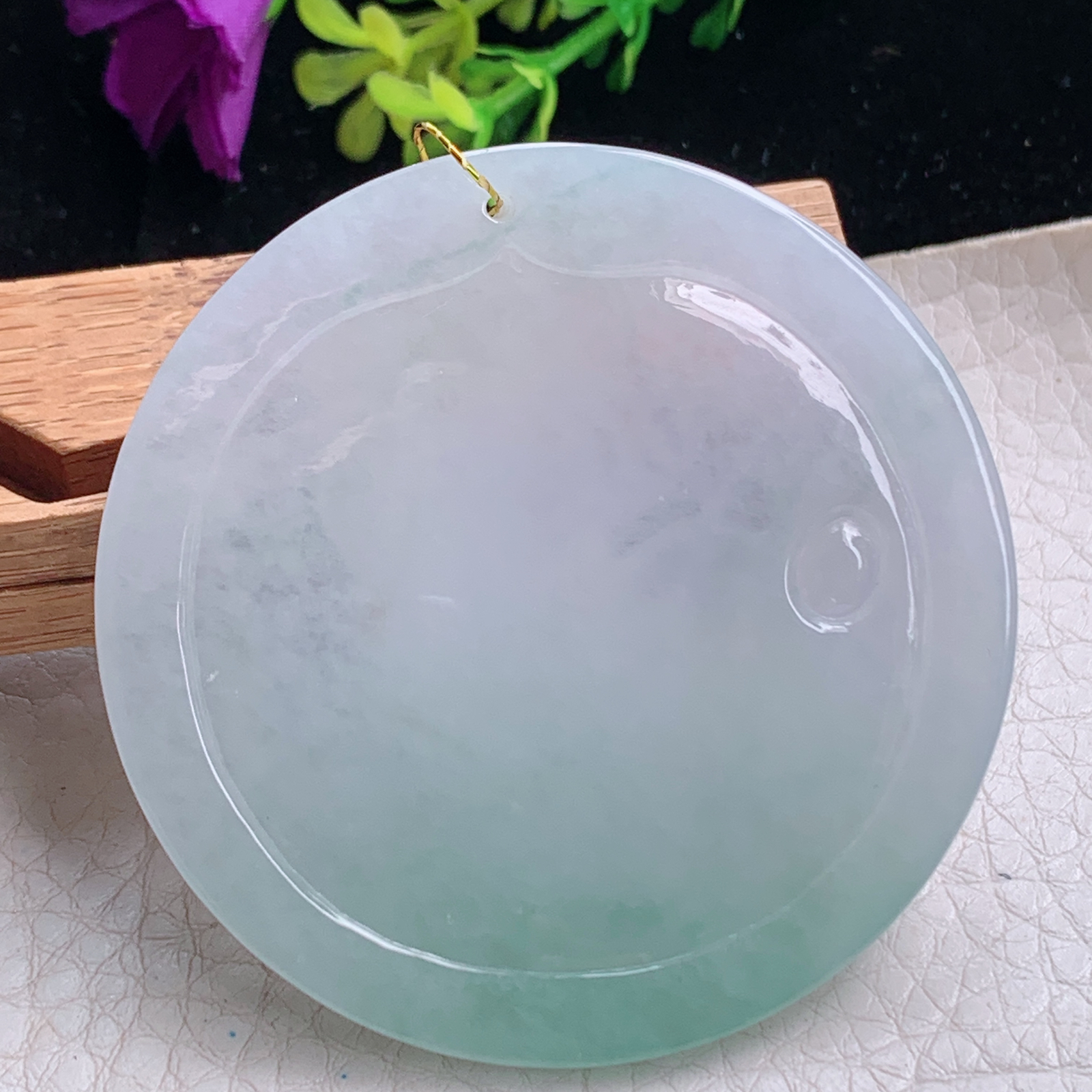 Xj实拍54*5.3天然缅甸翡翠冰透花开见佛吊坠 卧佛祖玉坠