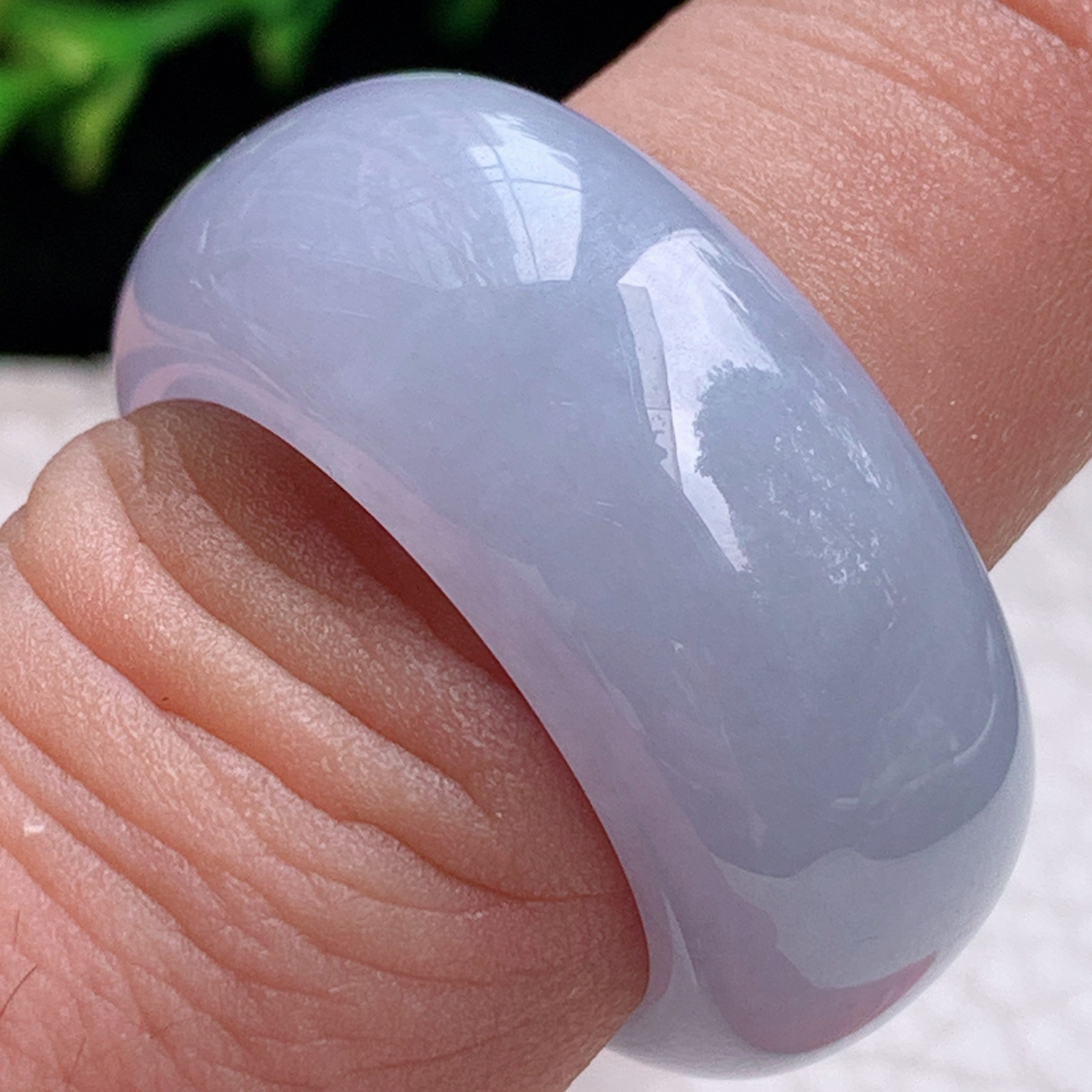 Xqa实拍21.6*12.5*4.6天然缅甸翡翠a货淡紫胶感21.6mm内径指环 戒指