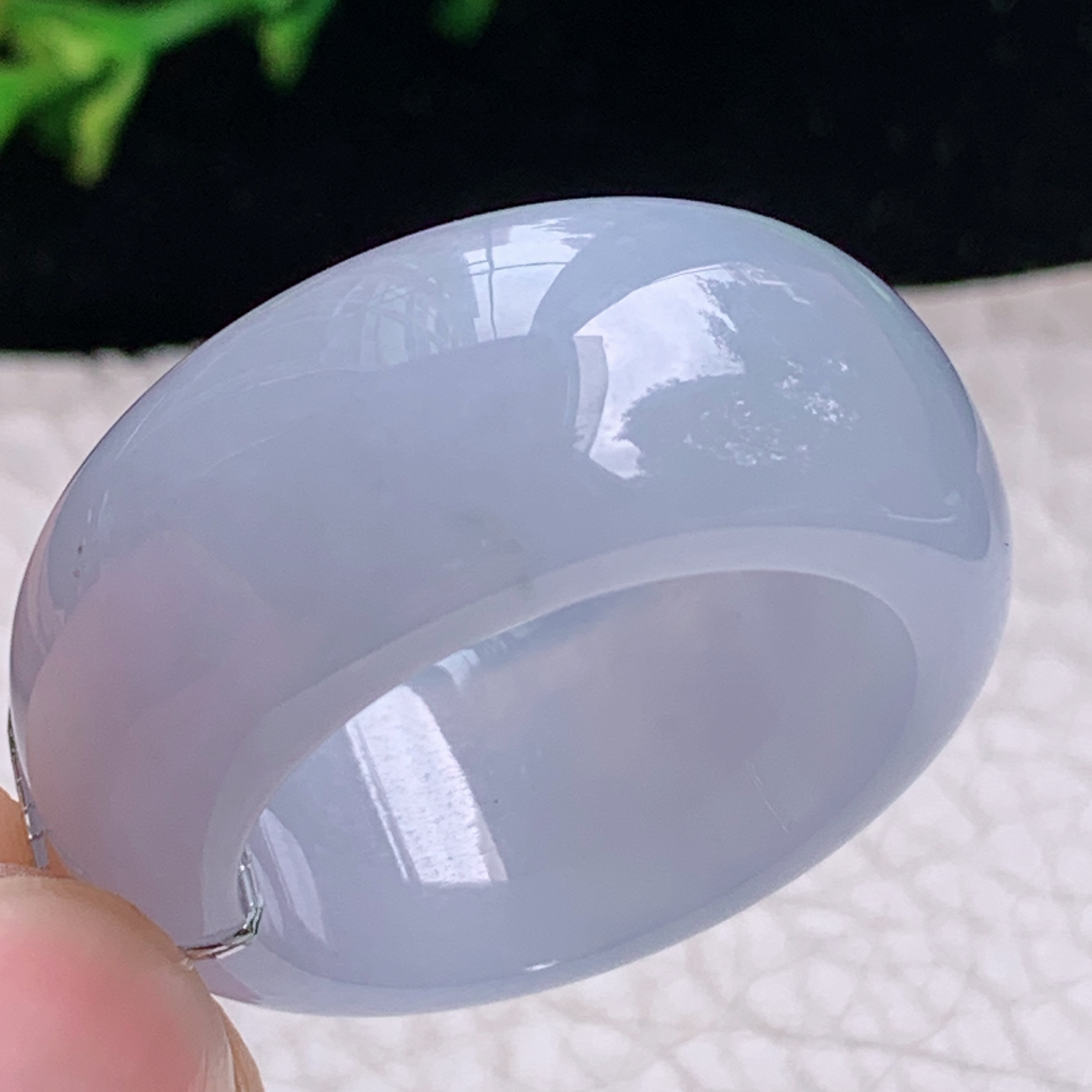 Xqa实拍21.6*12.5*4.6天然缅甸翡翠a货淡紫胶感21.6mm内径指环 戒指