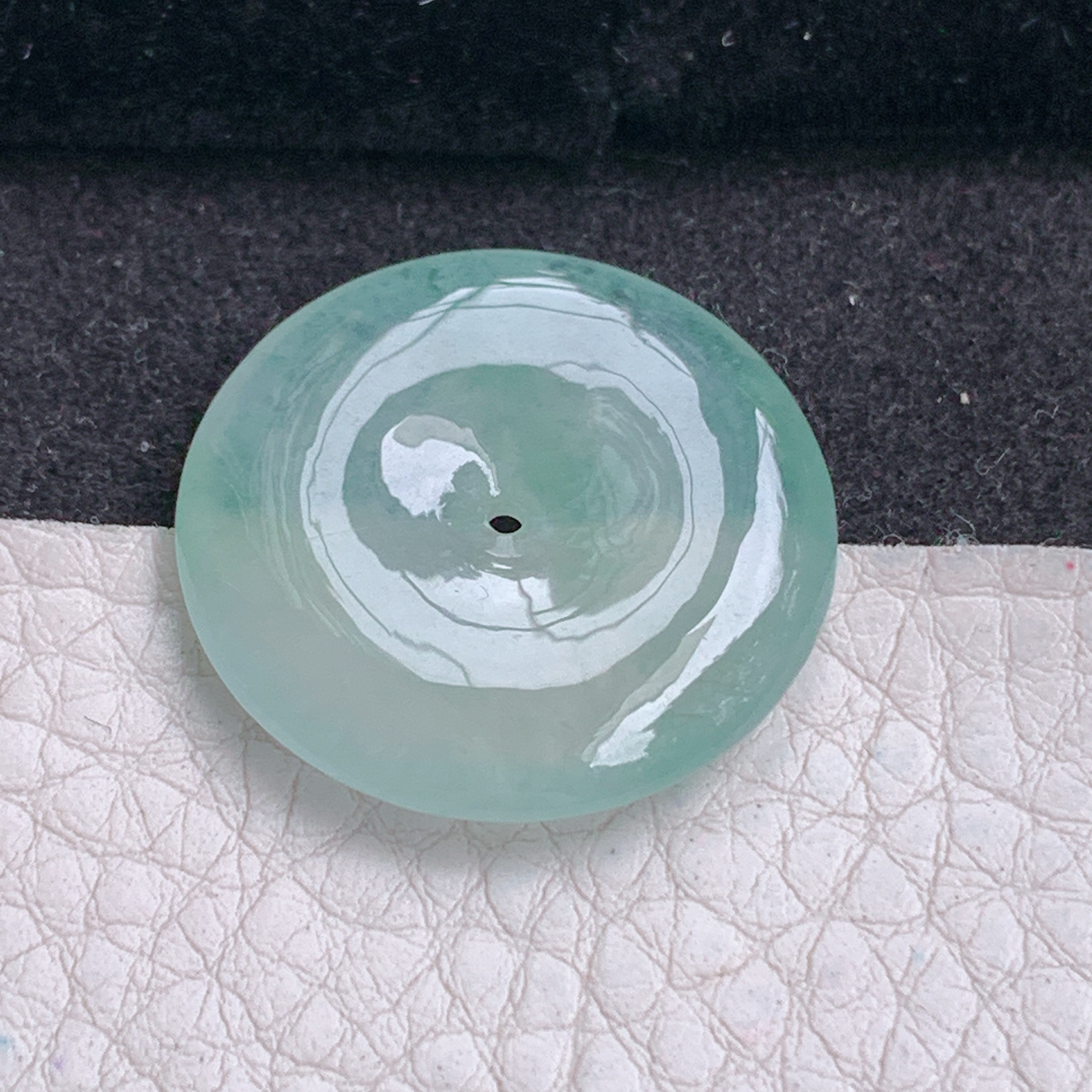 ajj实拍26.2*5.2天然缅甸翡翠精雕冰晴平安扣 玉扣玉吊坠 玉挂件