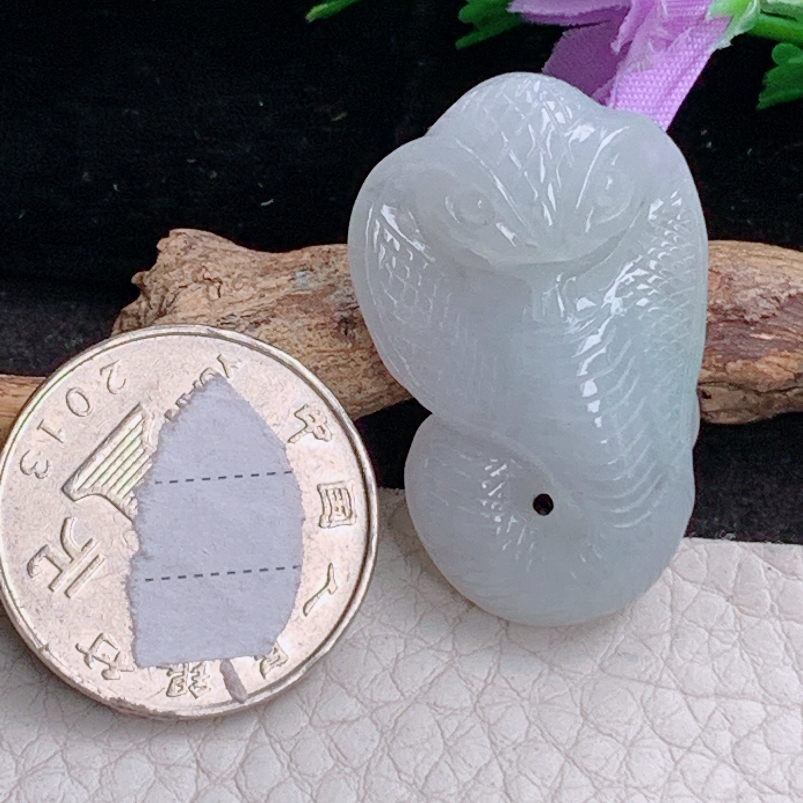 ajj实拍35.6*23*8.8天然缅甸翡翠精雕冰纯立体蛇 生肖蛇玉吊坠 玉挂件