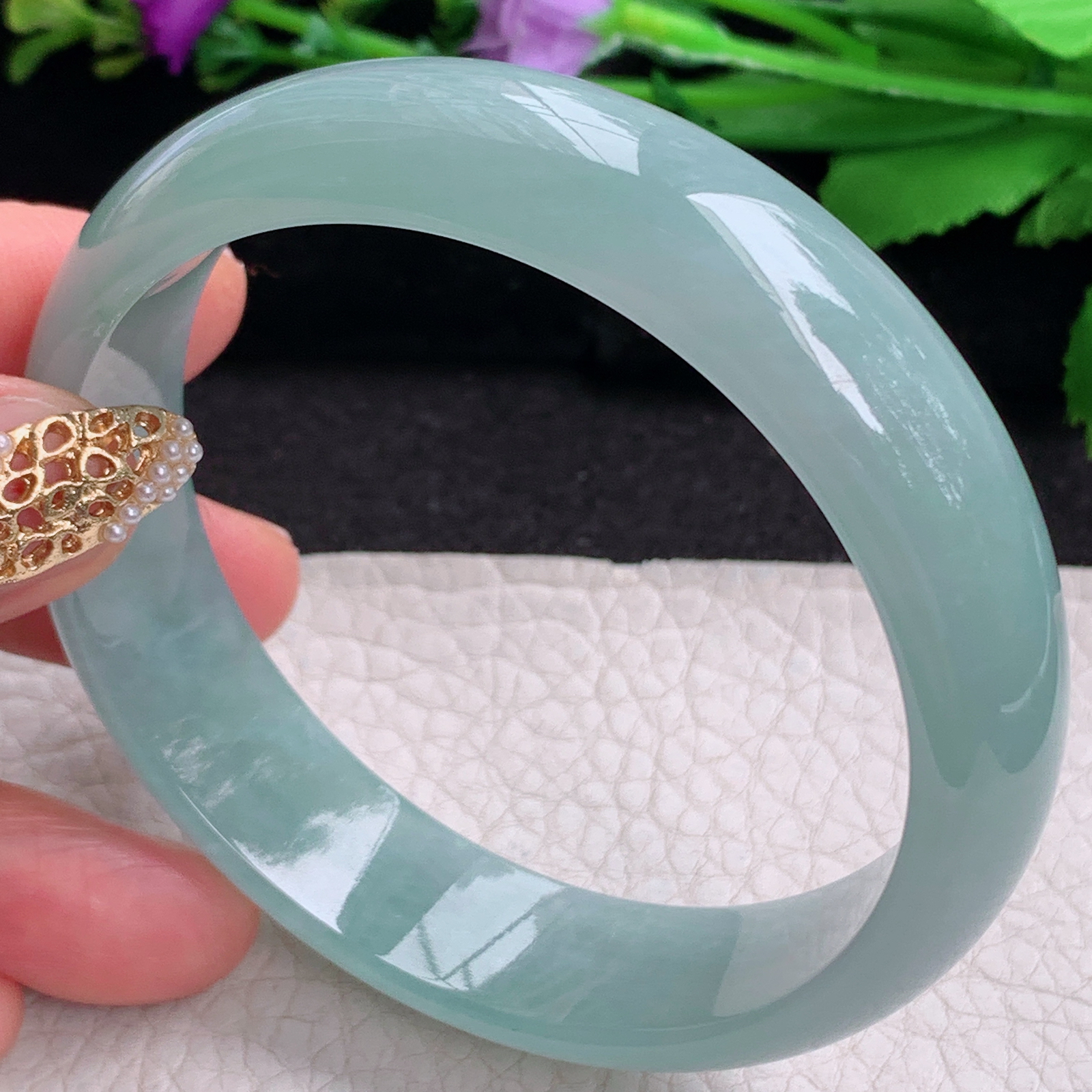 nr大圈口61*15.8*7.2轮胎镯 天然缅甸翡翠a货手镯冰晴胶感正圈玉镯子