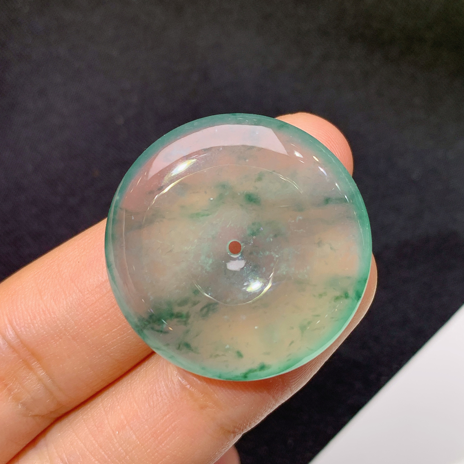 冰飘花平安扣，冰冰润润，玉质细腻，种水足，Xg 尺寸27.1*5.7