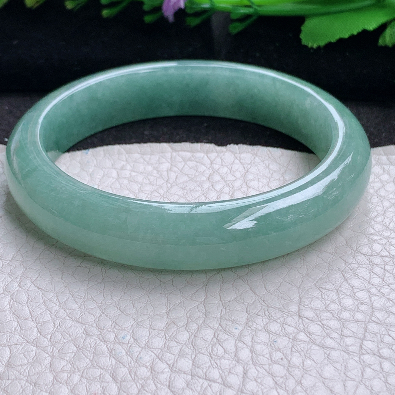 nr实拍58.5*12.6*8平安镯 天然缅甸翡翠a货手镯满色胶感正圈玉镯子