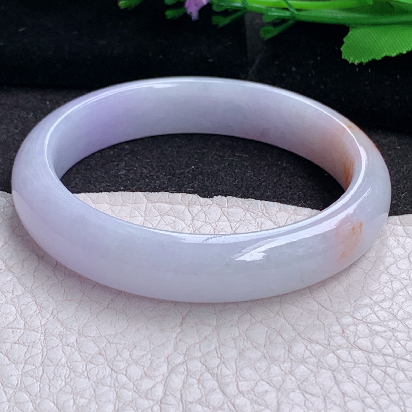 ay实拍53*11.6*7.5招财镯 天然缅甸翡翠a货手镯淡紫撒金双彩玉镯子