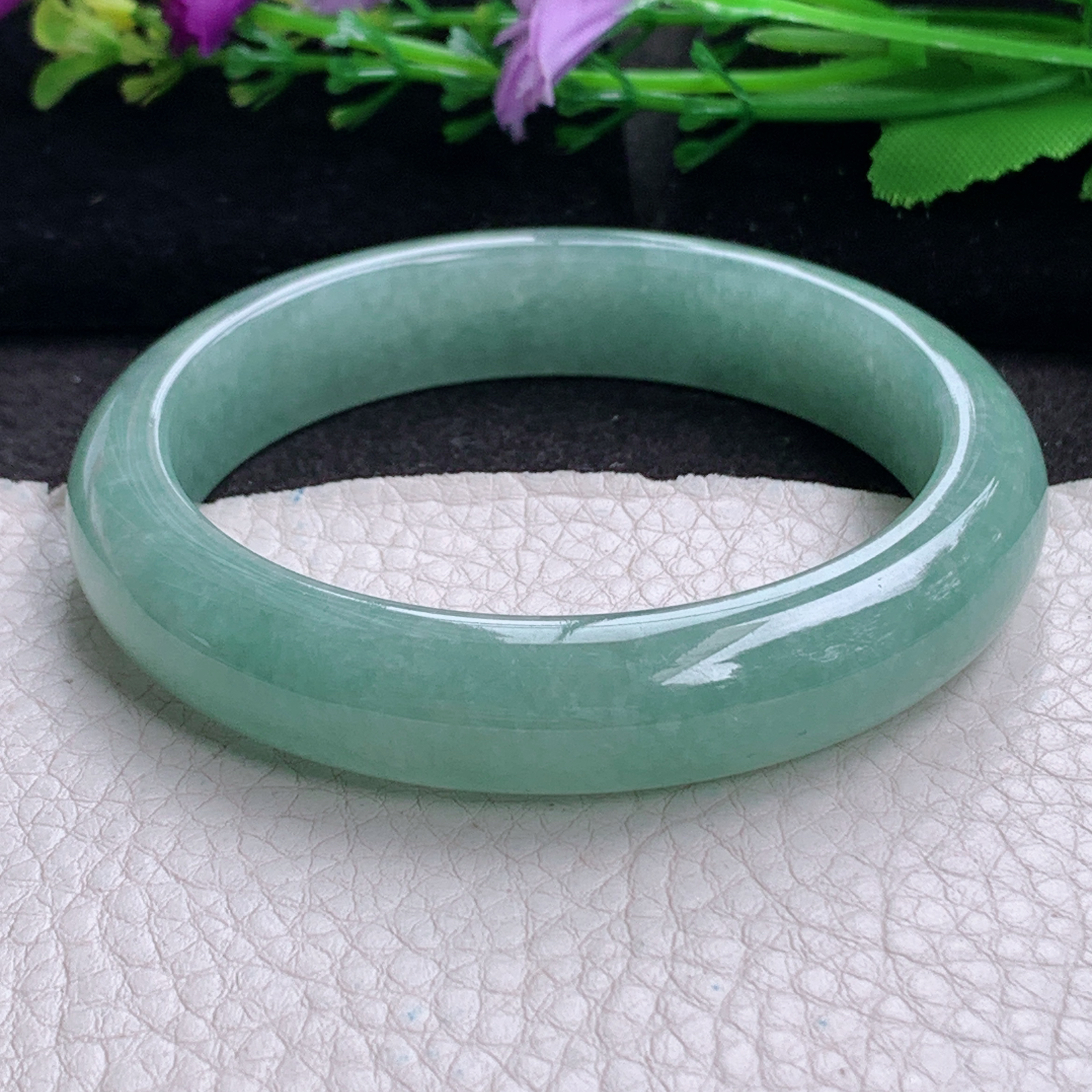 nr实拍58.5*12.6*8平安镯 天然缅甸翡翠a货手镯满色胶感正圈玉镯子