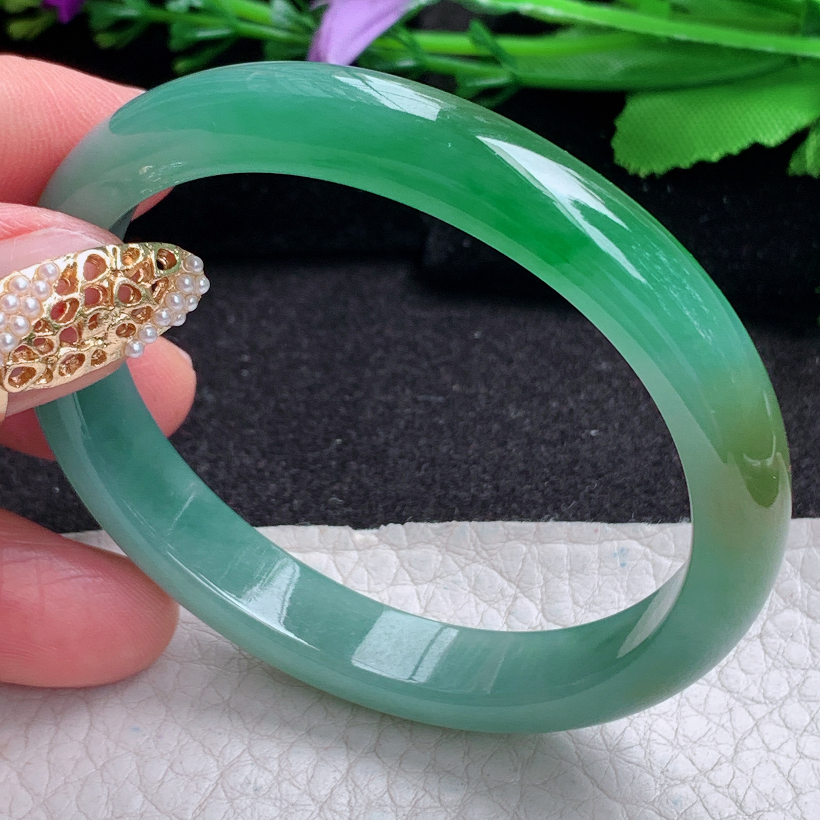 ay小圈口53.8*47.5*10*6.5贵妃镯 天然缅甸翡翠a货手镯冰油蛋形玉镯子