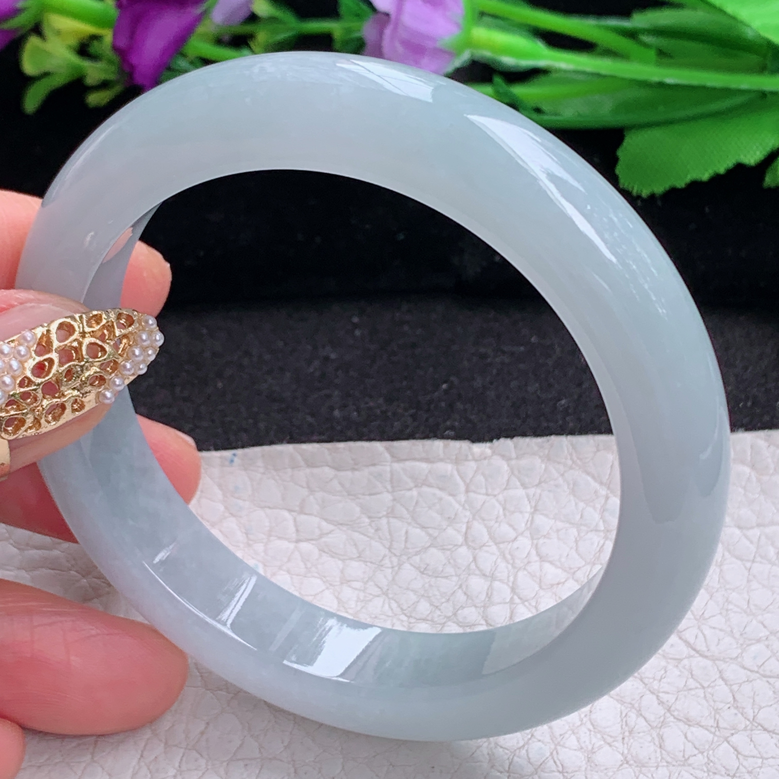 nr实拍55.5*14.6*8.5平安镯 天然缅甸翡翠a货手镯纯美冰胶正圈玉镯子