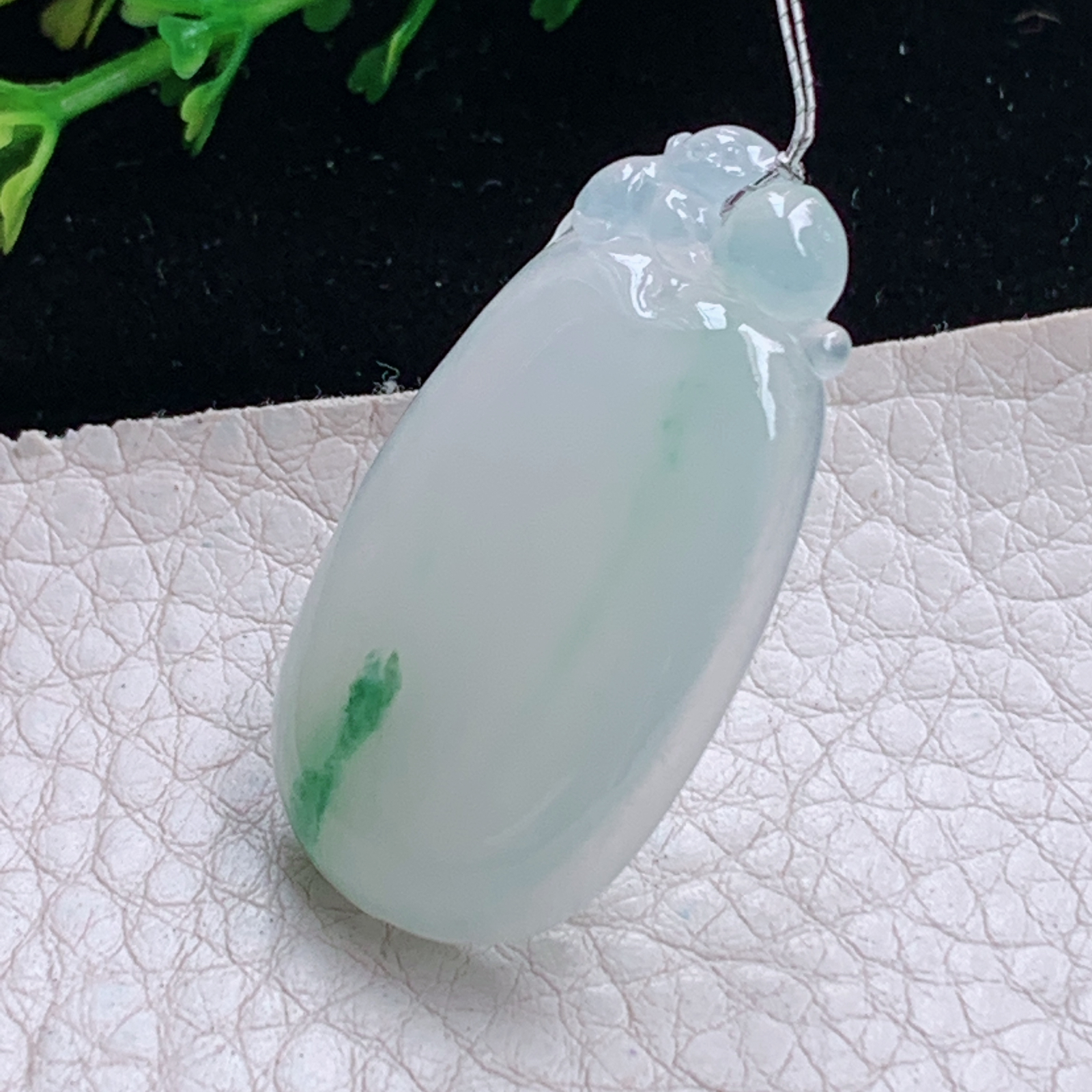 Xqa实拍37.5*20*5.8天然缅甸翡翠冰飘花福瓜吊坠 精美福禄平安玉坠