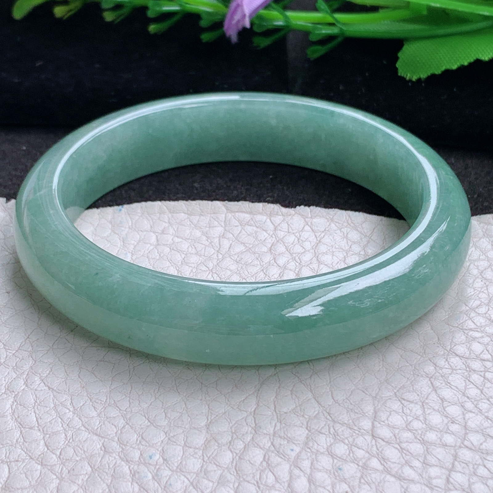 nr实拍58.5*12.6*8平安镯 天然缅甸翡翠a货手镯满色胶感正圈玉镯子