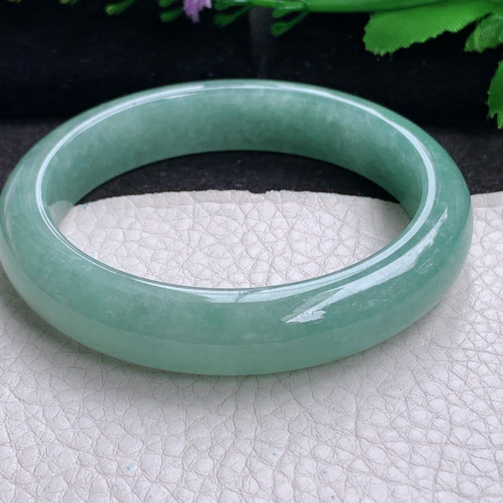 nr实拍58.5*12.6*8平安镯 天然缅甸翡翠a货手镯满色胶感正圈玉镯子