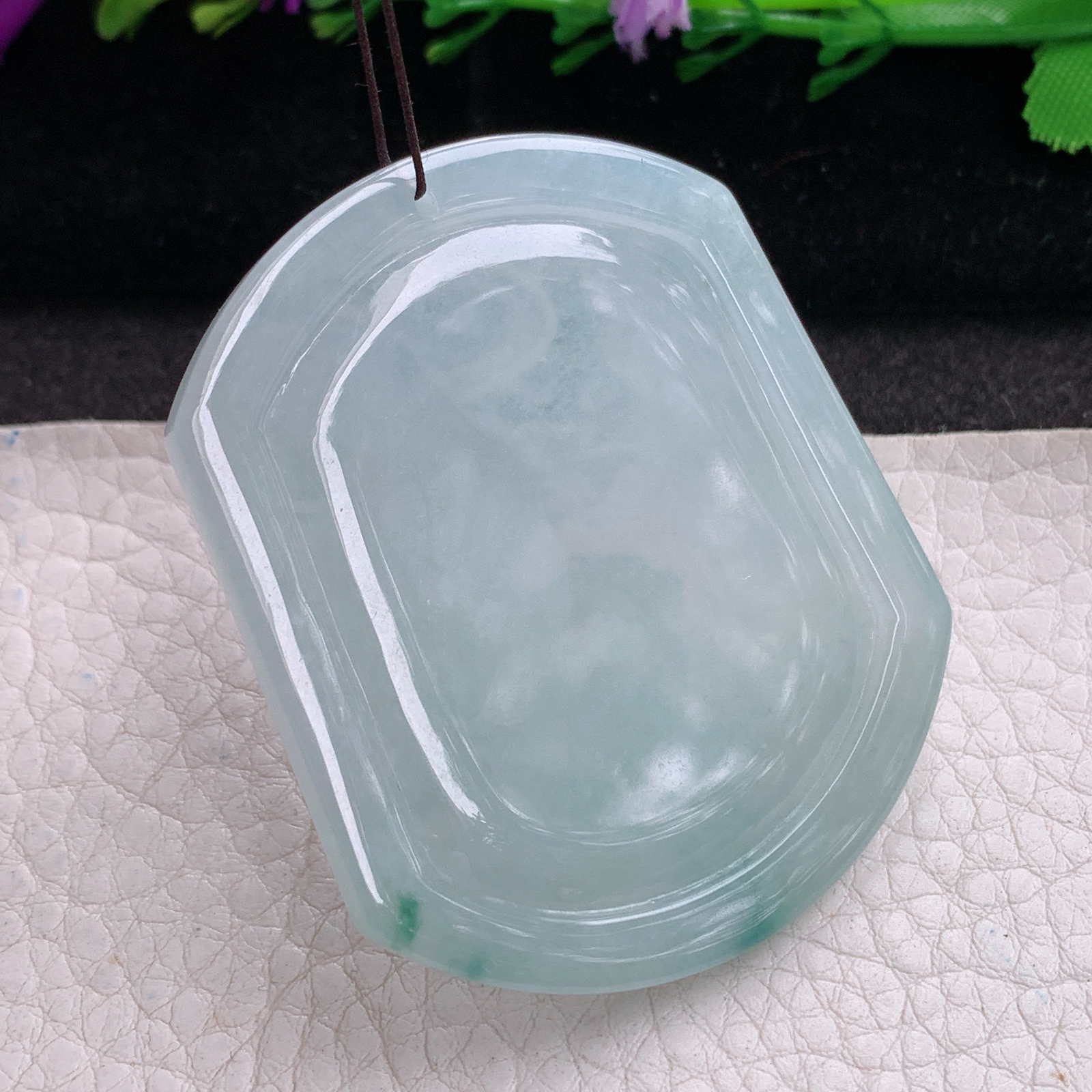 ktj实拍55*46.8*5天然缅甸翡翠精雕冰润下山虎 生肖虎玉吊坠 玉挂件