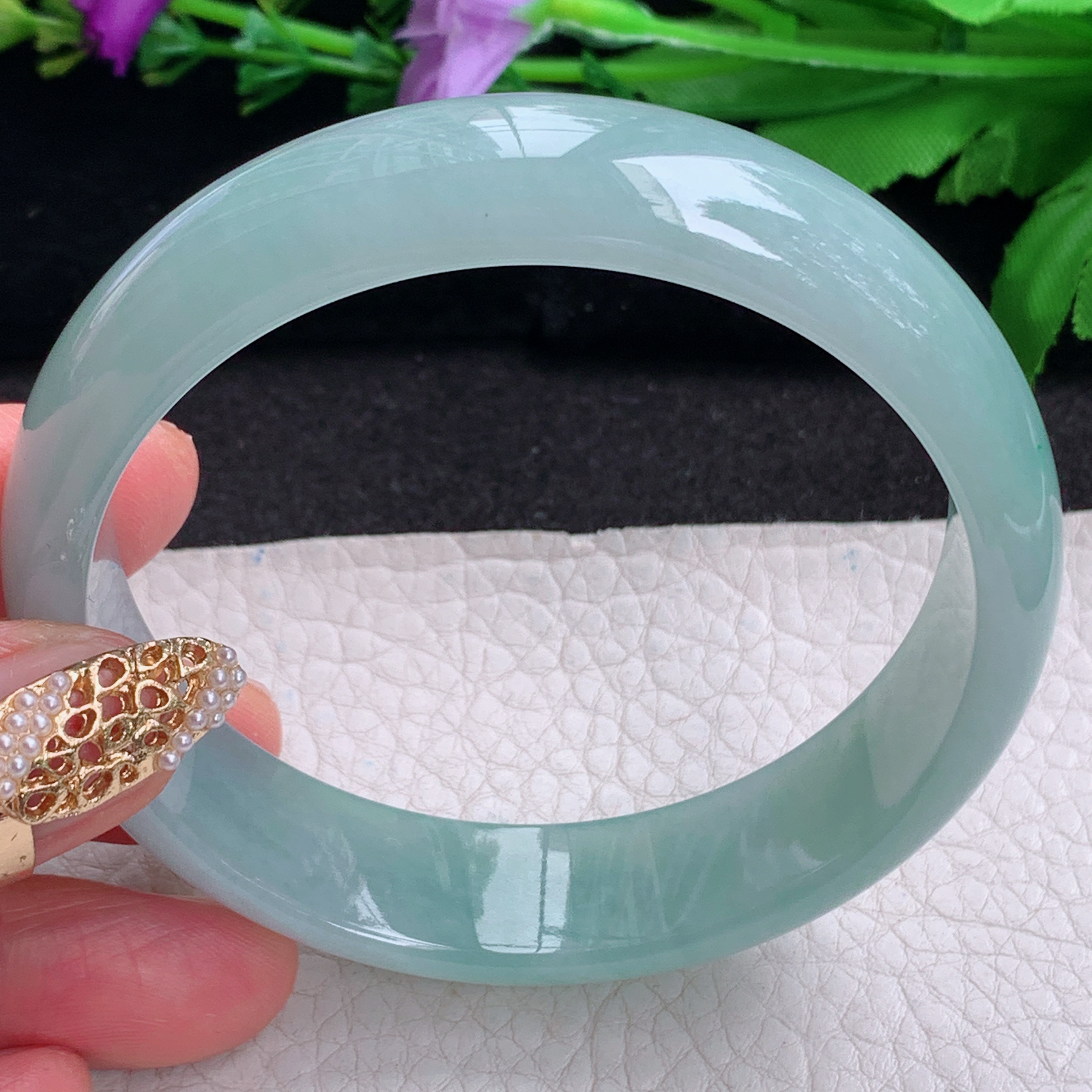 nr大圈口61*15.8*7.2轮胎镯 天然缅甸翡翠a货手镯冰晴胶感正圈玉镯子