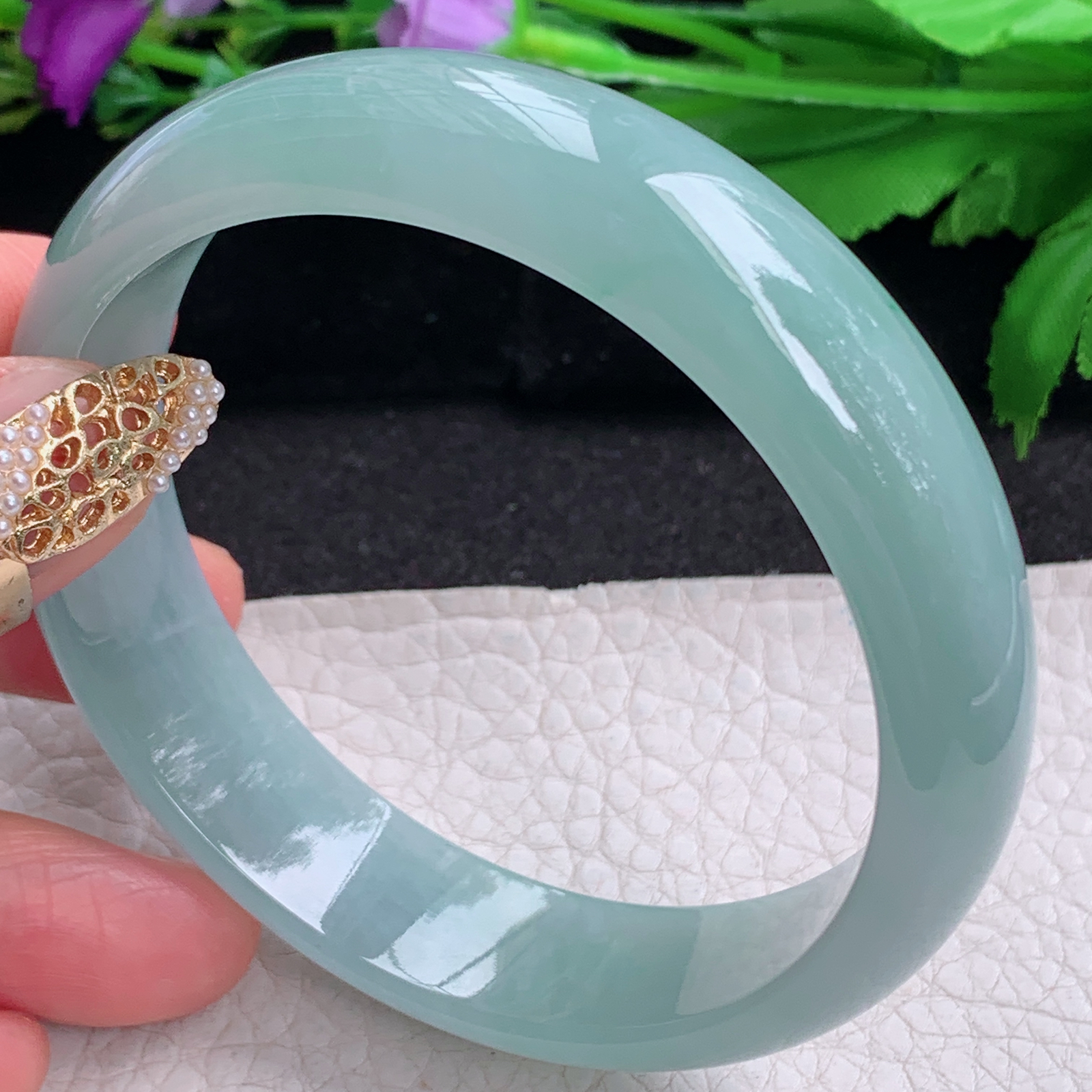 nr大圈口61*15.8*7.2轮胎镯 天然缅甸翡翠a货手镯冰晴胶感正圈玉镯子