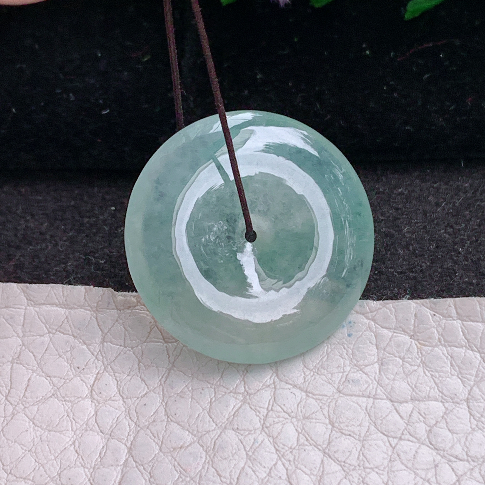 ajj实拍26.2*5.2天然缅甸翡翠精雕冰晴平安扣 玉扣玉吊坠 玉挂件