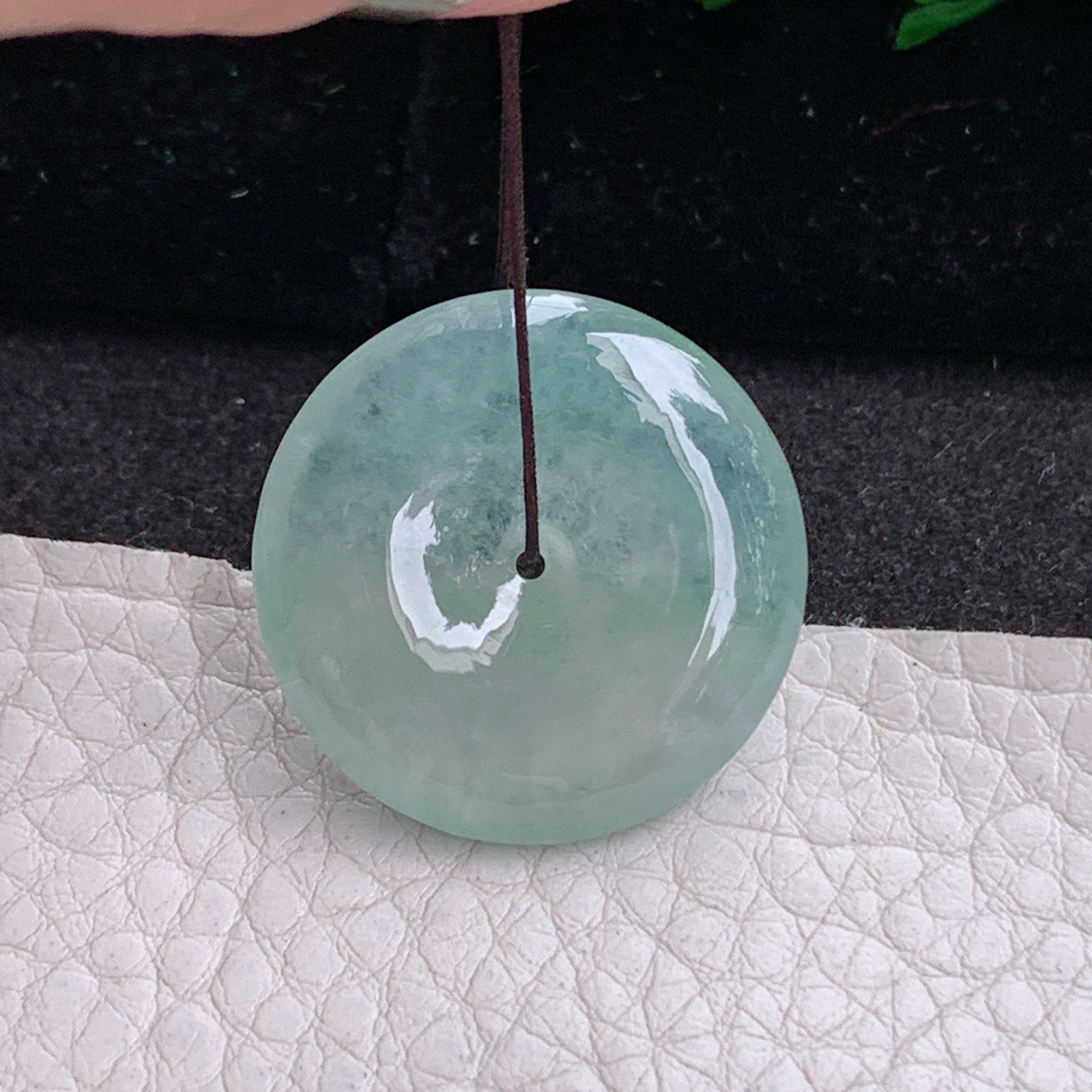 ajj实拍26.2*5.2天然缅甸翡翠精雕冰晴平安扣 玉扣玉吊坠 玉挂件