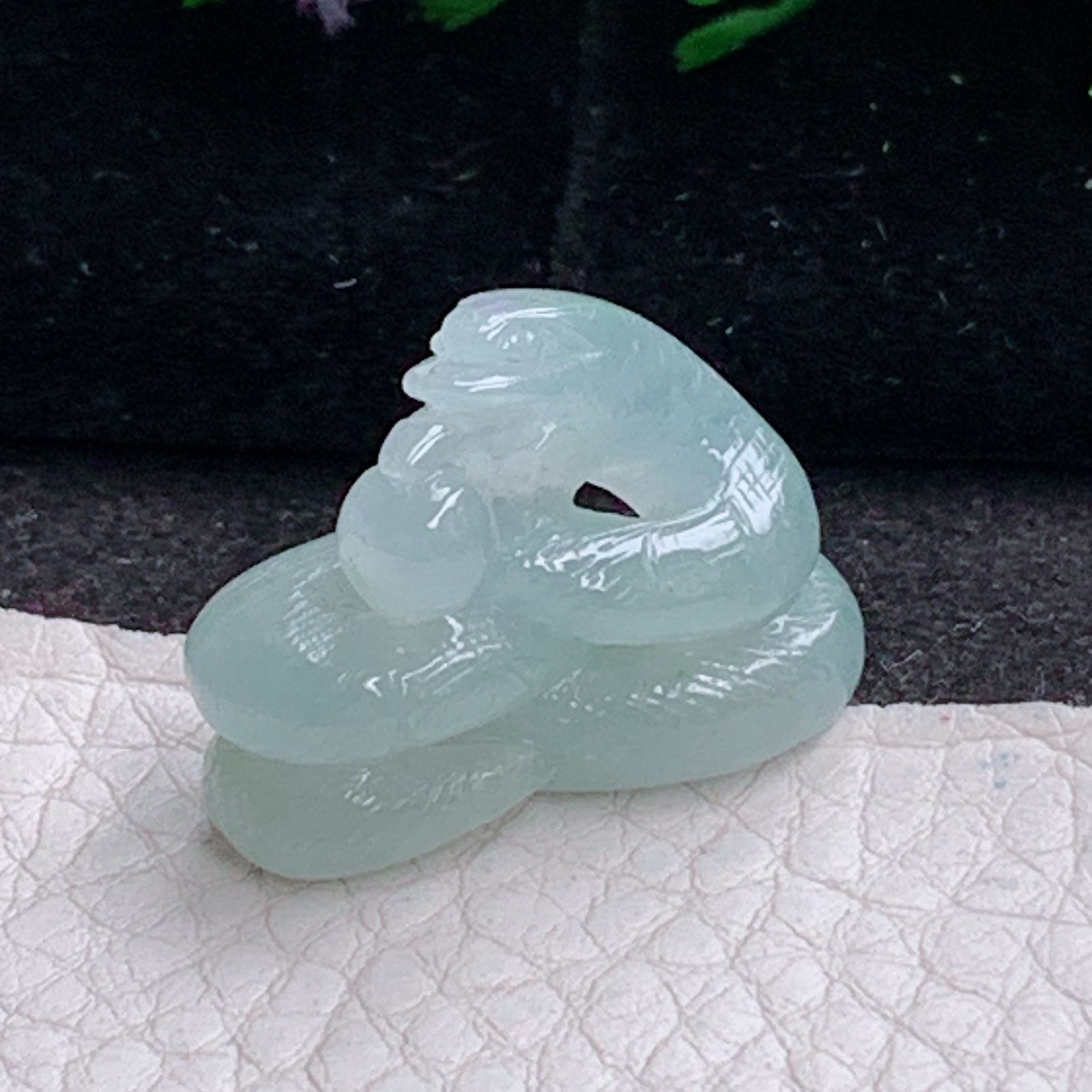 ajj实拍27*10.8*19.2天然缅甸翡翠精雕冰晴立体蛇 生肖蛇玉吊坠 玉挂件