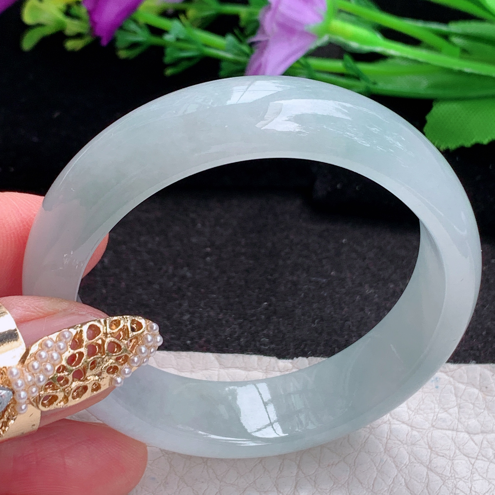 ay小圈口52*48*13.5*7贵妃镯 天然缅甸翡翠a货手镯冰润蛋形玉镯子